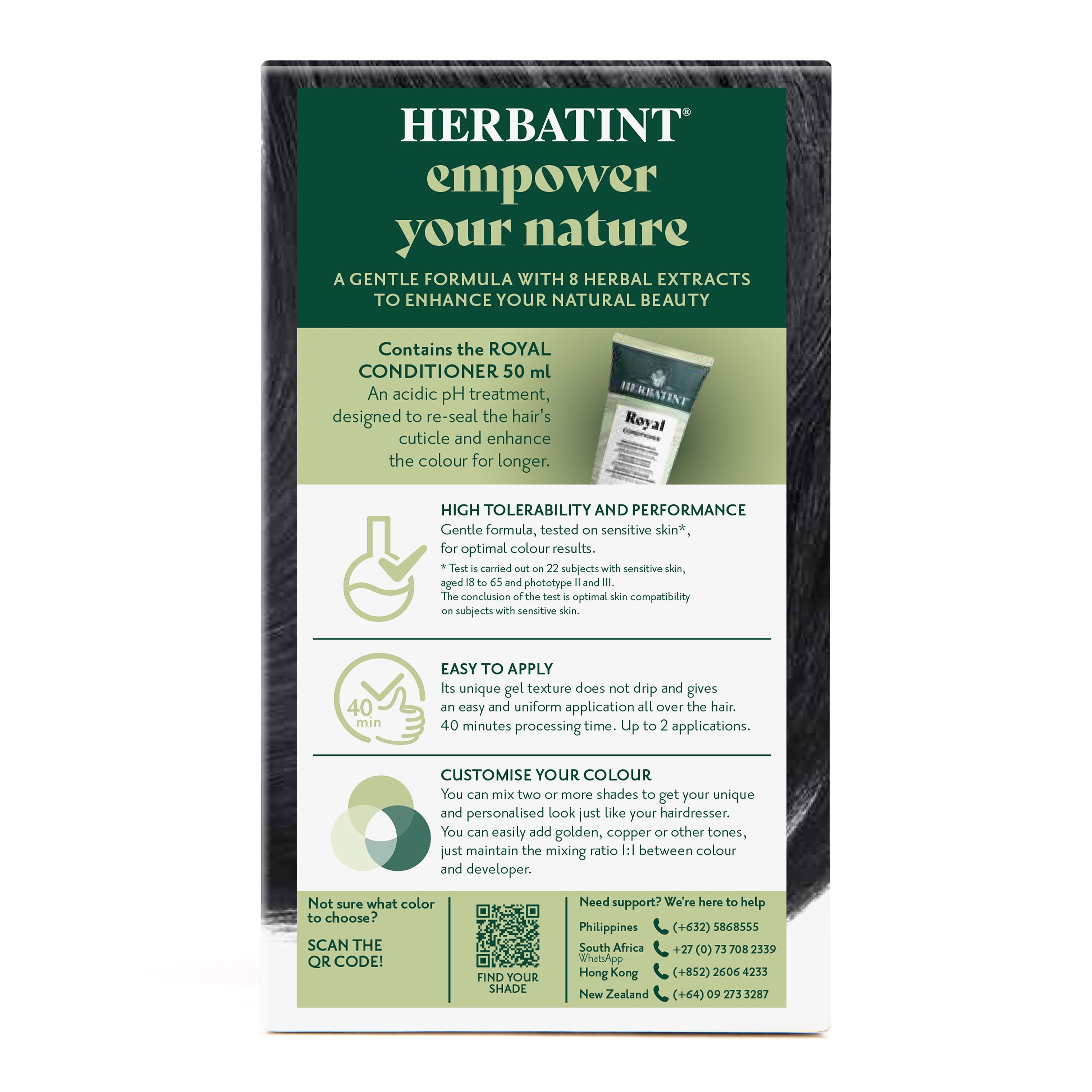 Herbatint permanent haircolour gel 1N, 170 ml – box back