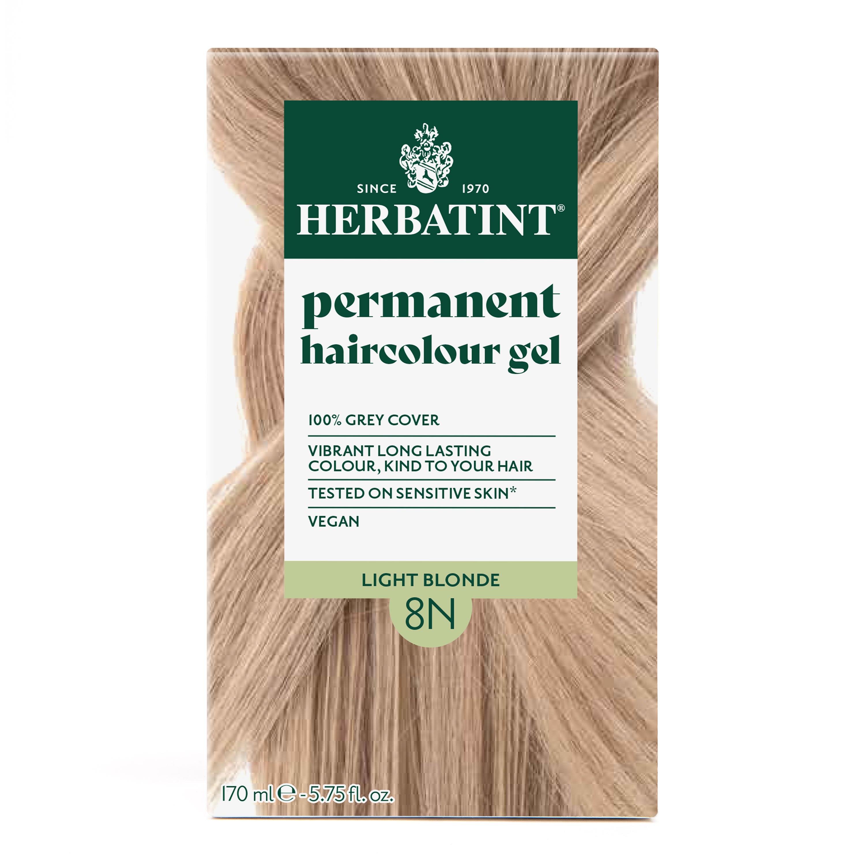 Herbatint permanent haircolour gel 8N, 170 ml – box front