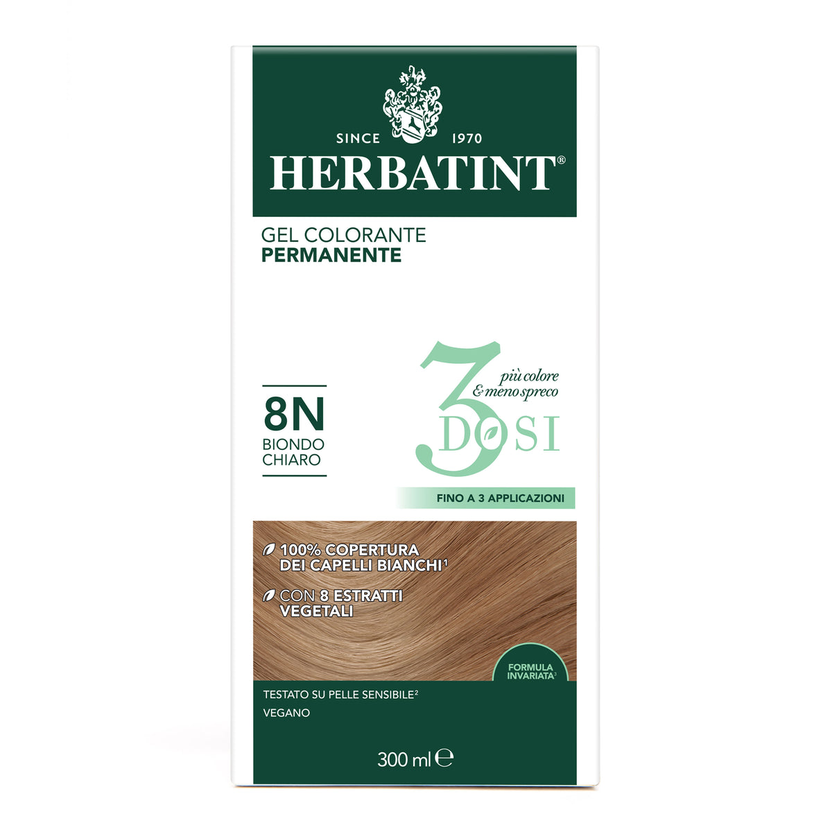 Herbatint 8N Biondo Chiaro colorazione capelli permanente senza ammoniaca