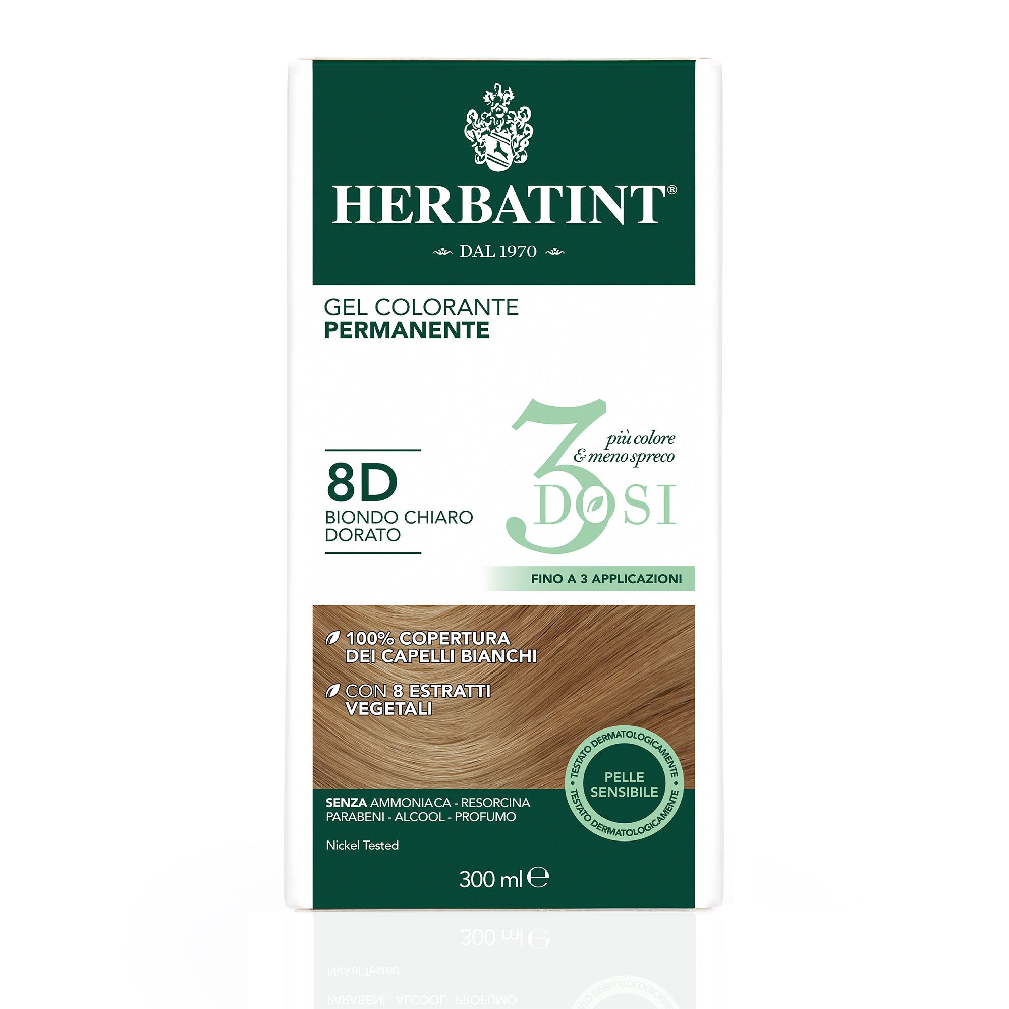 Herbatint 8D Biondo Chiaro Dorato colorazione capelli permanente senza ammoniaca