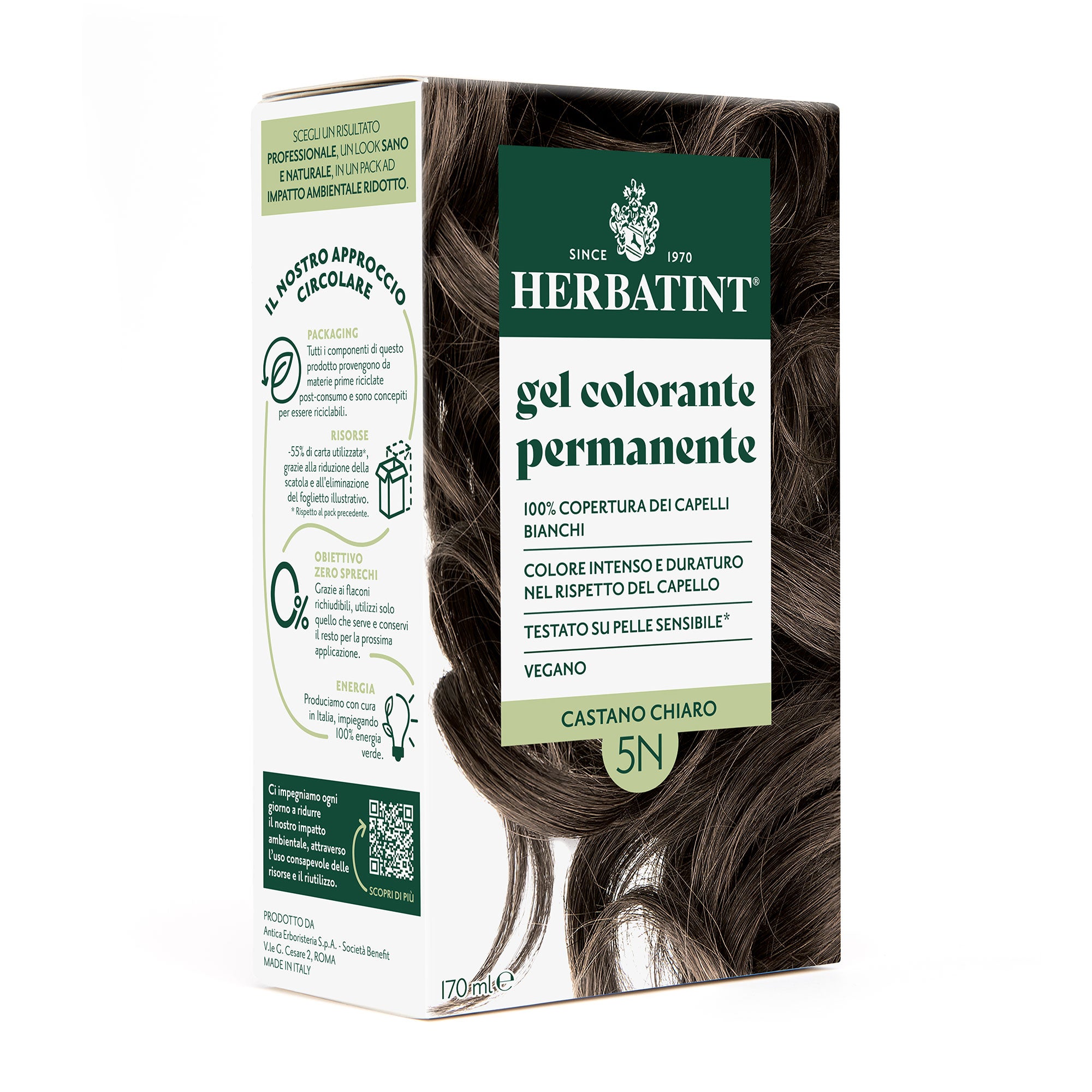 Gel colorante permanente senza ammoniaca Herbatint 5N Castano Chiaro