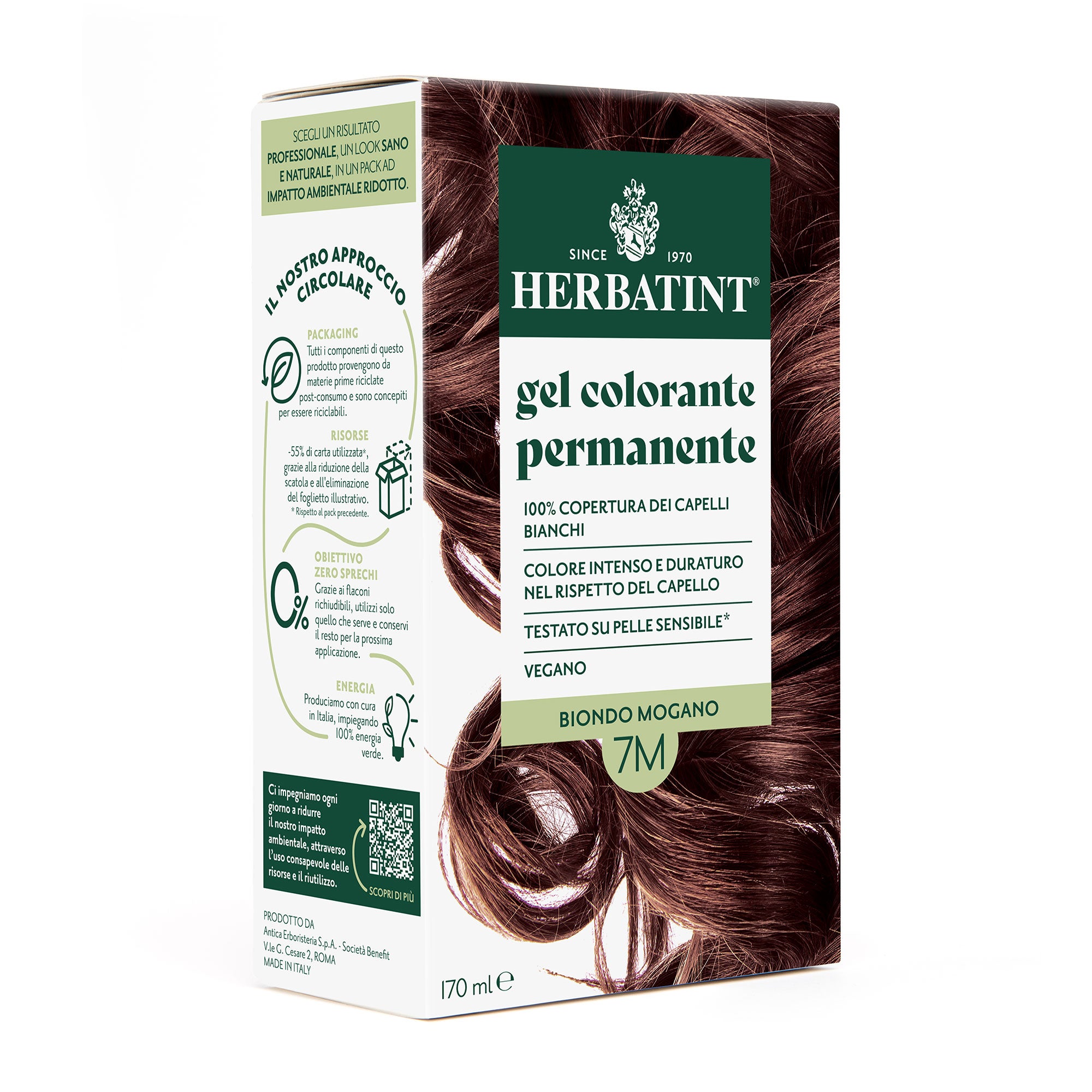Gel colorante permanente senza ammoniaca Herbatint 7M Biondo Mogano