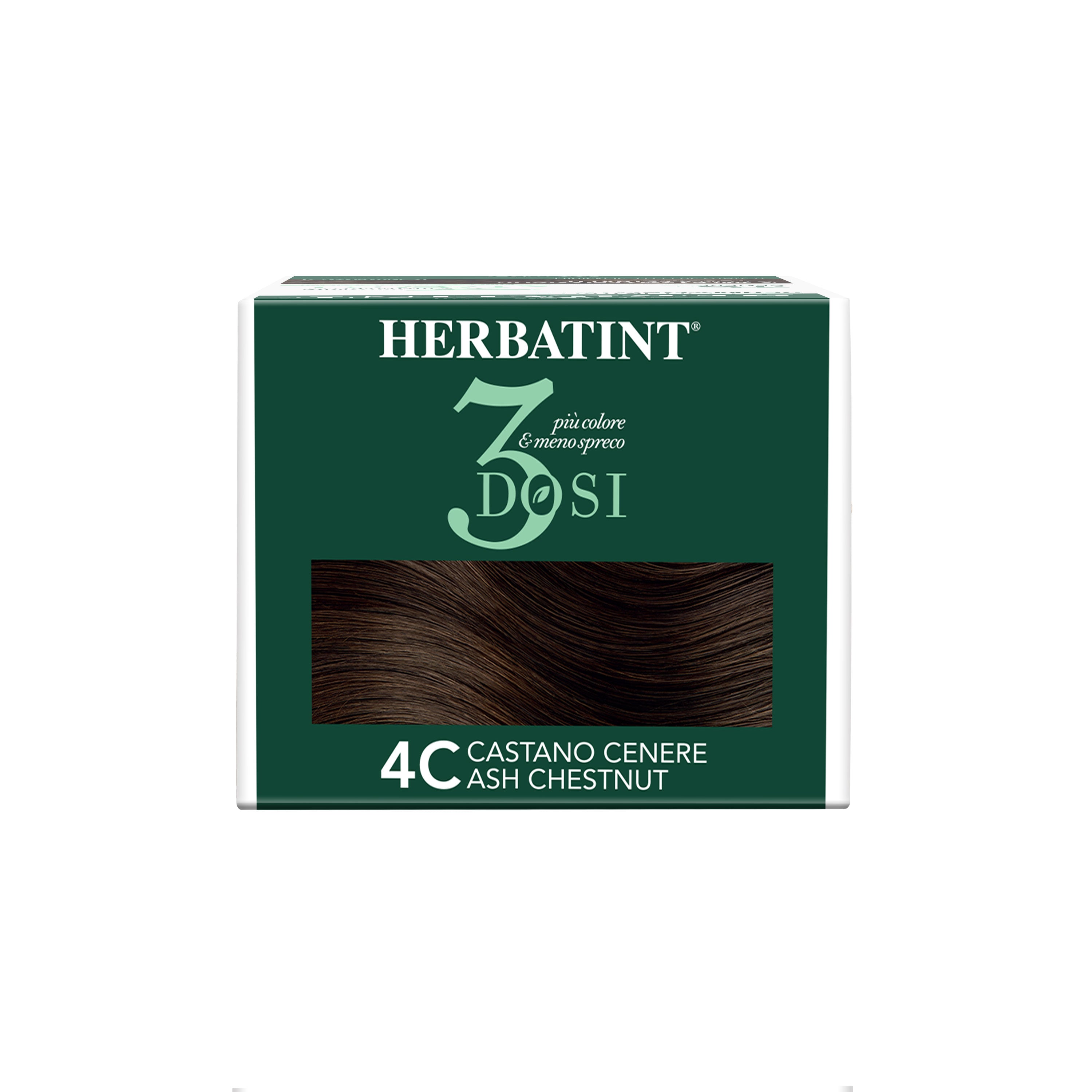 Vista della parte superiore del box della tinta per capelli 4C Castano Cenere 3Dosi 300 ml