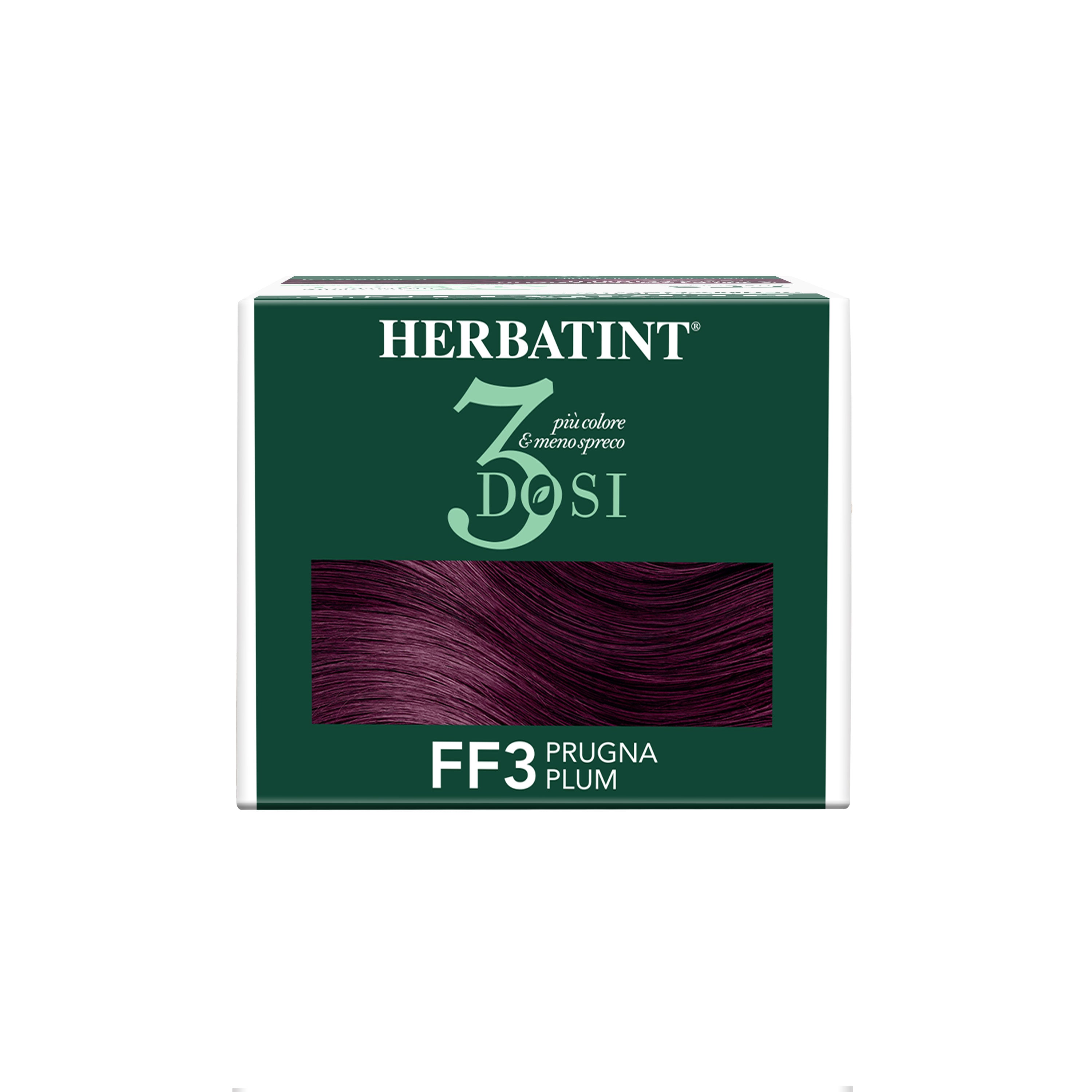 Vista della parte superiore del box della tinta per capelli FF3 Prugna 3Dosi 300 ml