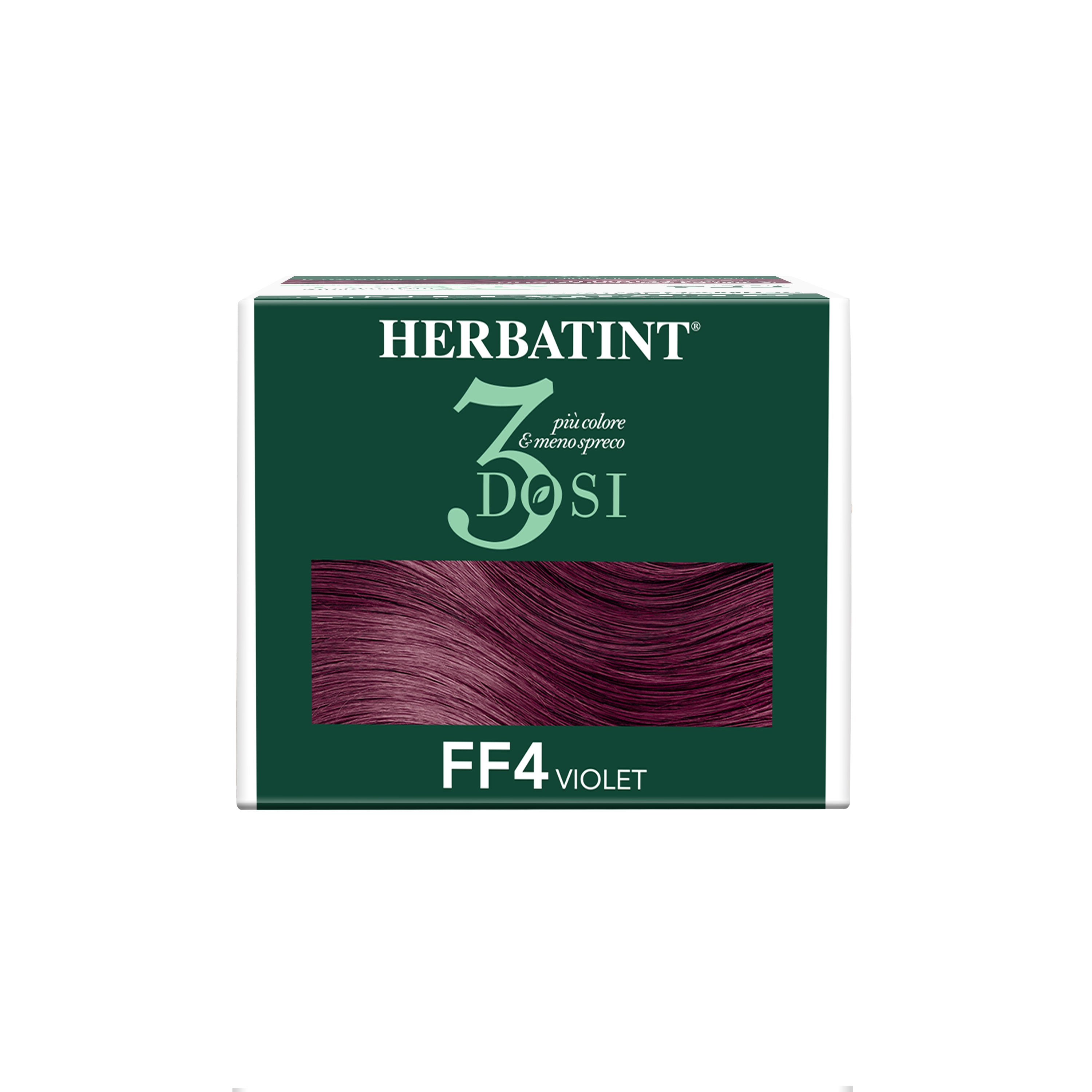 Vista della parte superiore del box della tinta per capelli FF4 Violet 3Dosi 300 ml