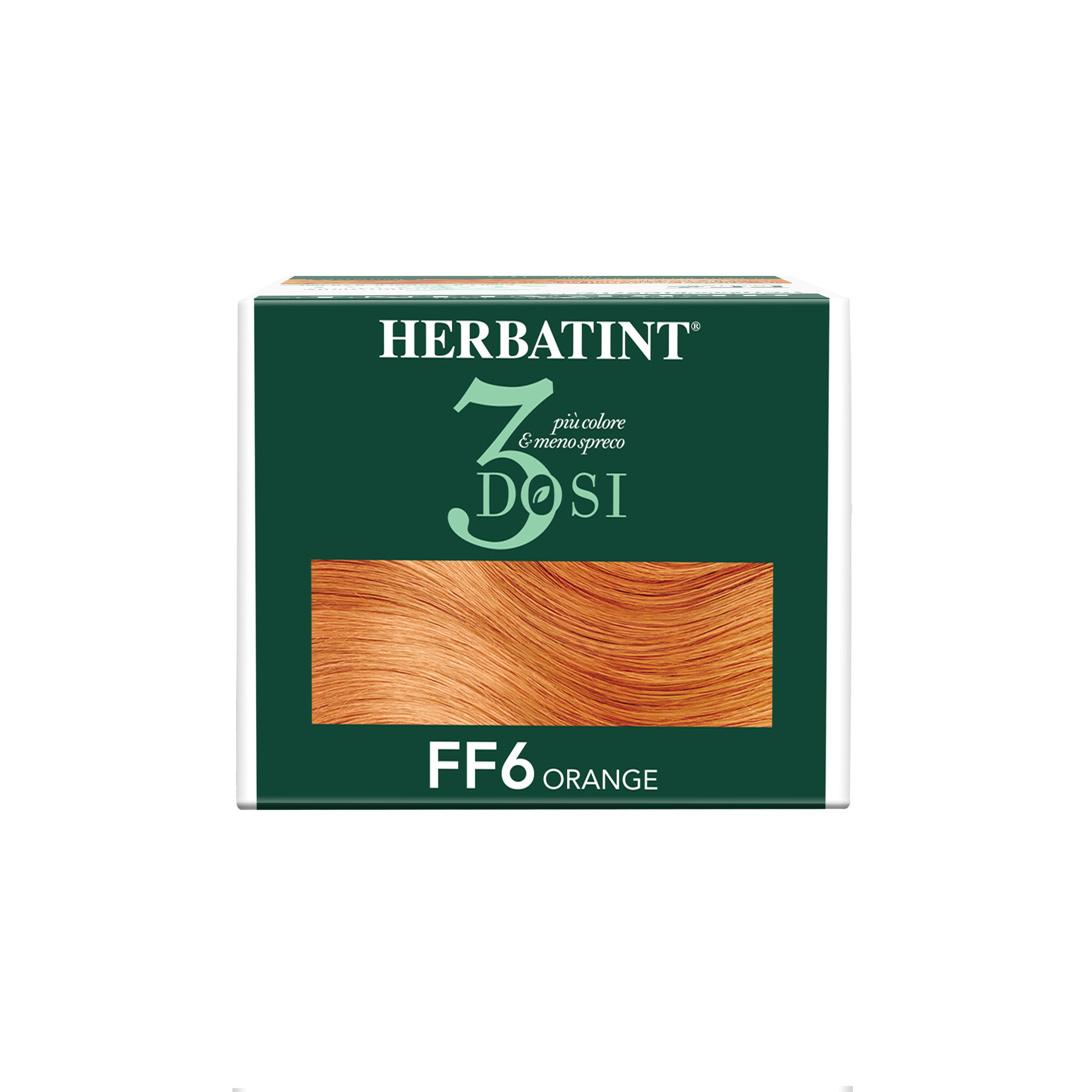 Vista della parte superiore del box della tinta per capelli FF6 Arancione 3Dosi 300 ml
