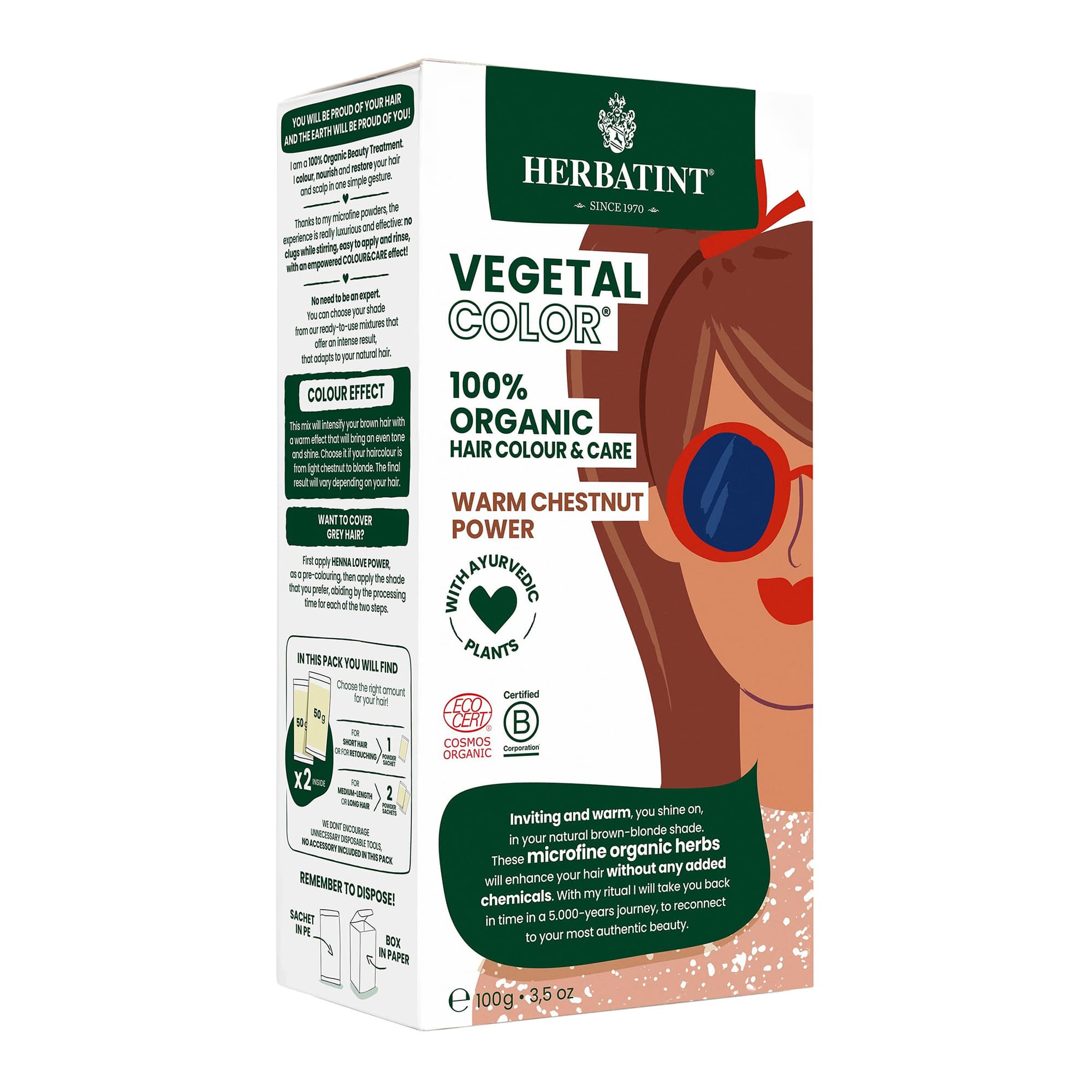 Herbatint Vegetal Color Warm Chestnut Power, box