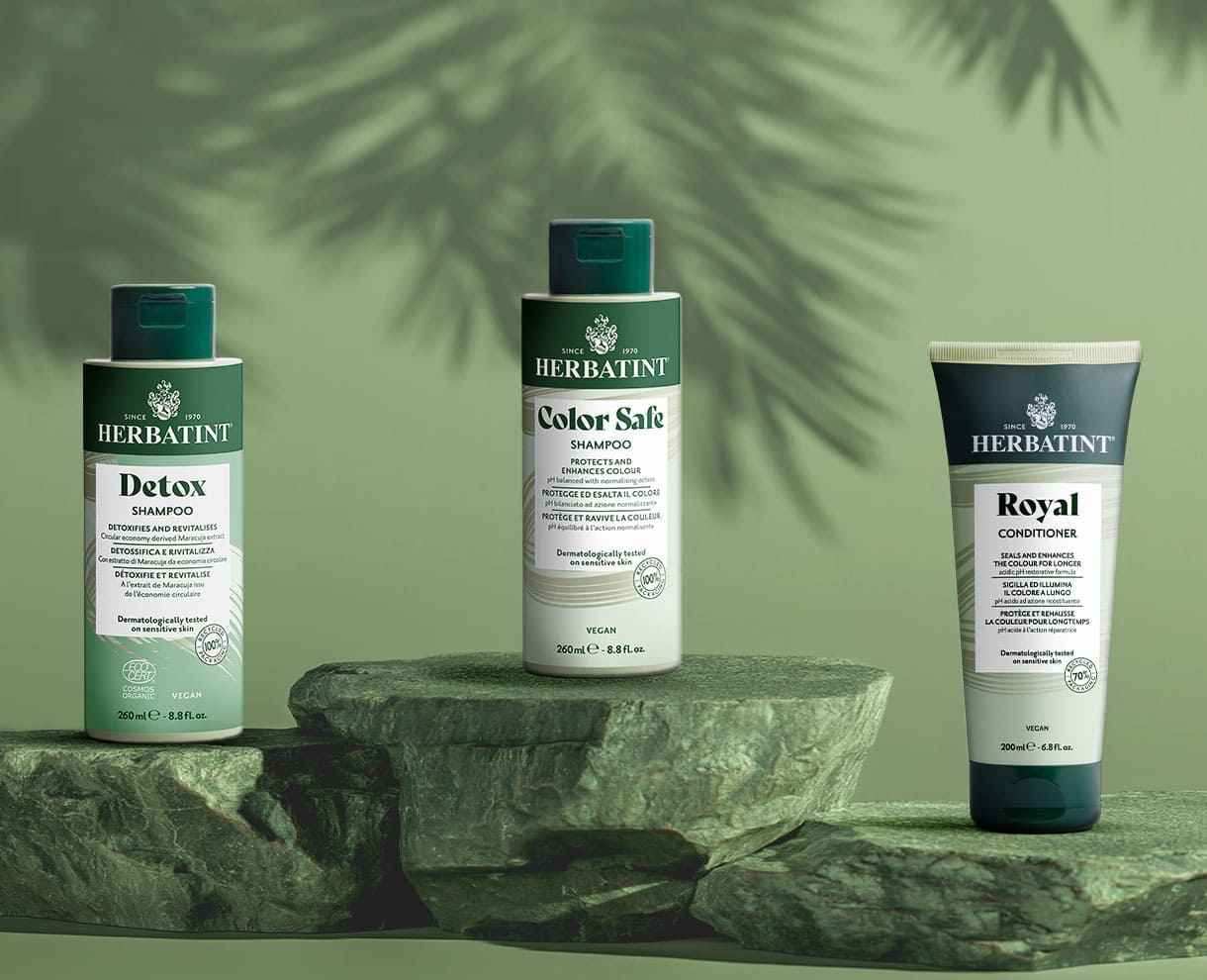 Trattamenti Herbatint per proteggere, nutrire e purificare i capelli colorati, Detox, Color Safe e Royal