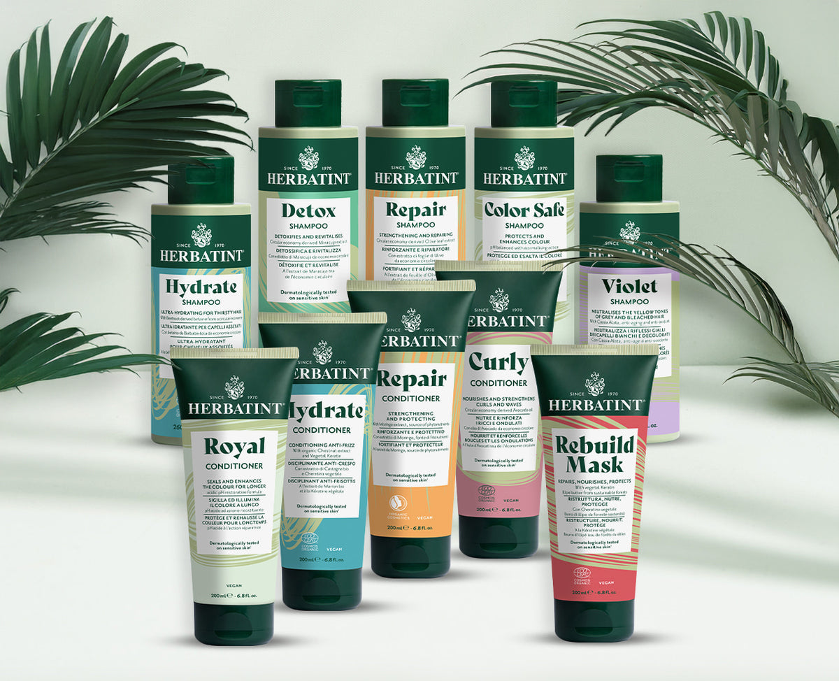 I dieci prodotti Herbatint per la cura dei capelli: shampoo, balsami e maschera