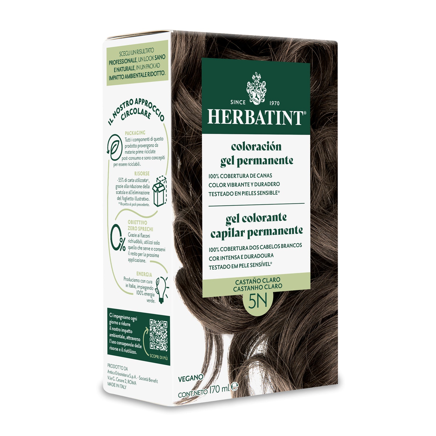 Tinte permanente sin amoníaco Herbatint, tono 5N