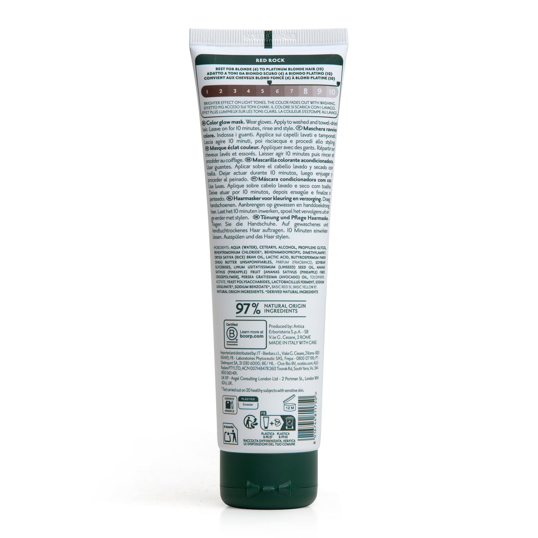 Retro tubetto maschera colorante per capelli Herbatint Red Rock da 150 ml. Formula vegan, testato su pelle sensibile, 97% ingredienti di origine naturale
