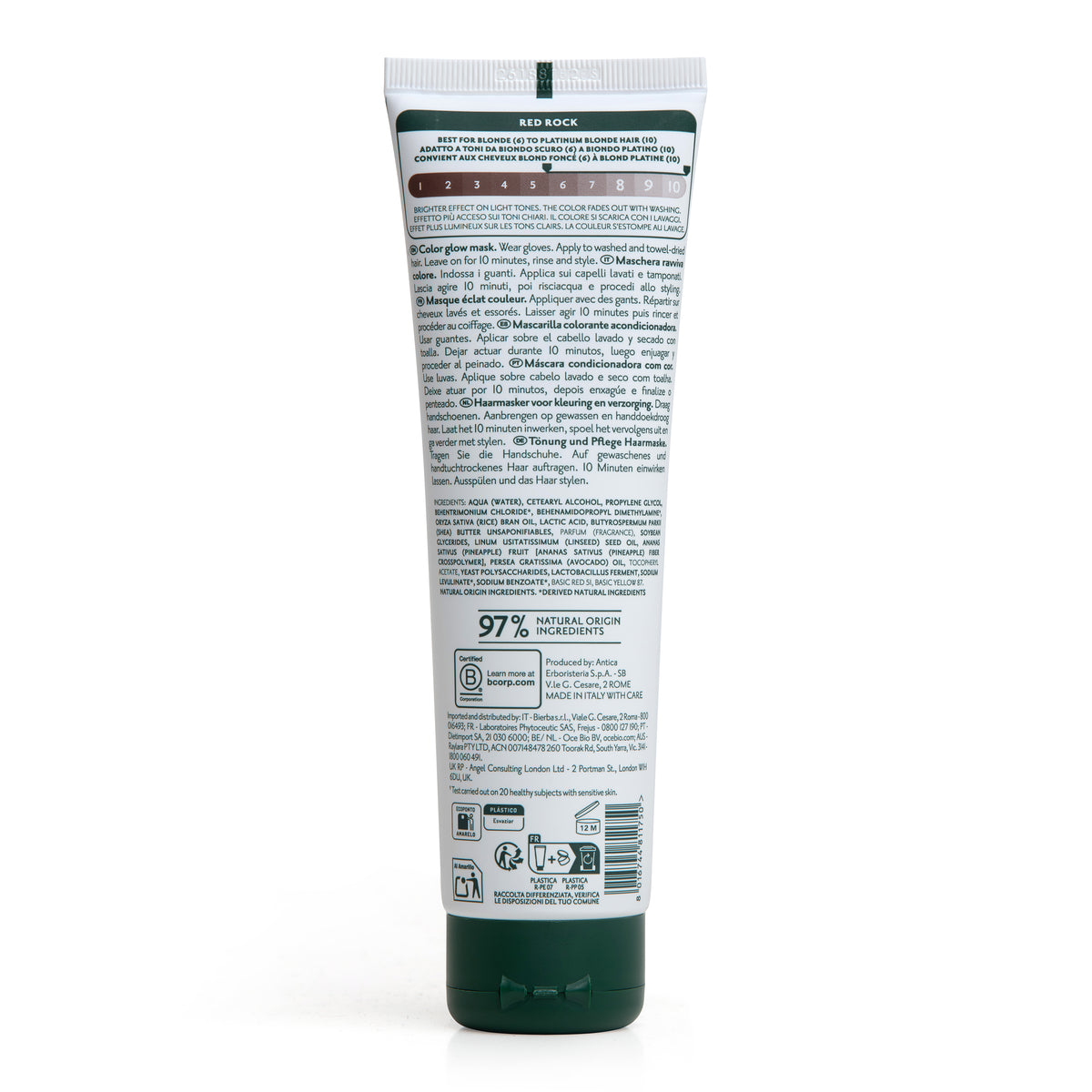 Retro tubetto maschera colorante per capelli Herbatint Red Rock da 150 ml. Formula vegan, testato su pelle sensibile, 97% ingredienti di origine naturale