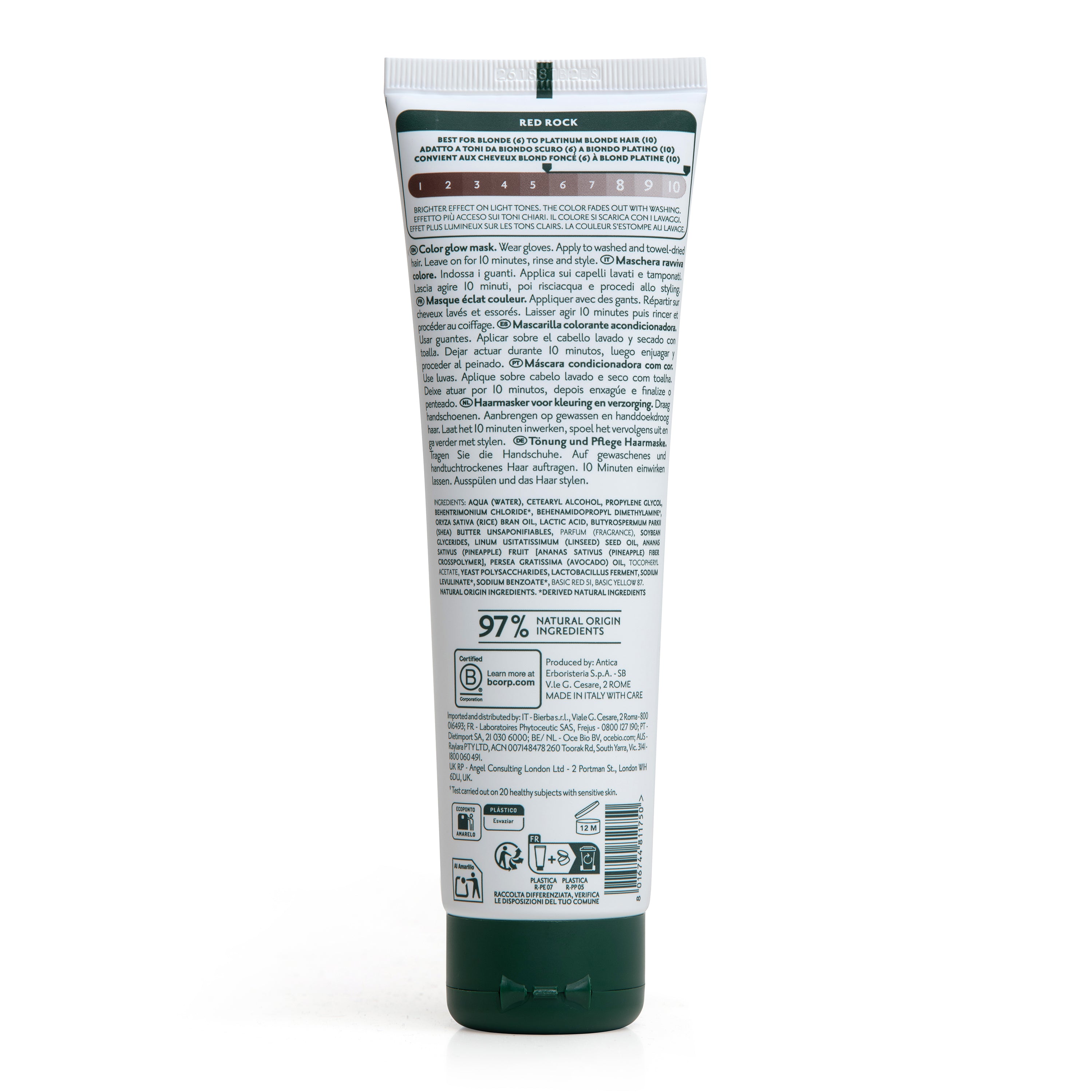 Retro tubetto maschera colorante per capelli Herbatint Red Rock da 150 ml. Formula vegan, testato su pelle sensibile, 97% ingredienti di origine naturale