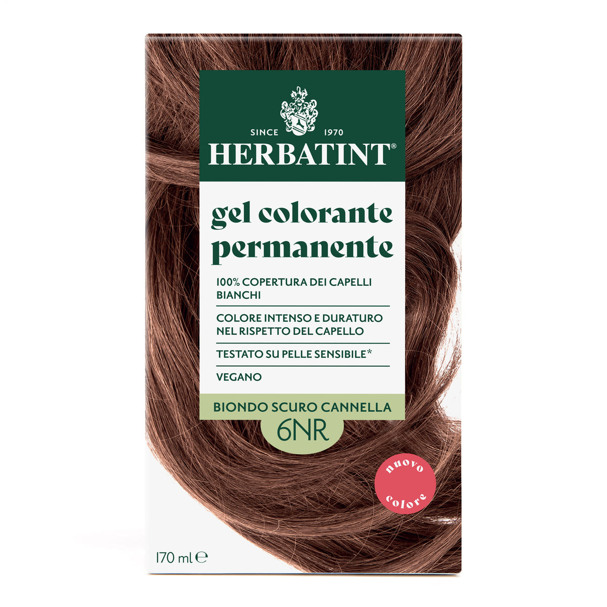 Confezione della colorazione per capelli senza ammoniaca permanente Herbatint 6NR Biondo Scuro Cannella