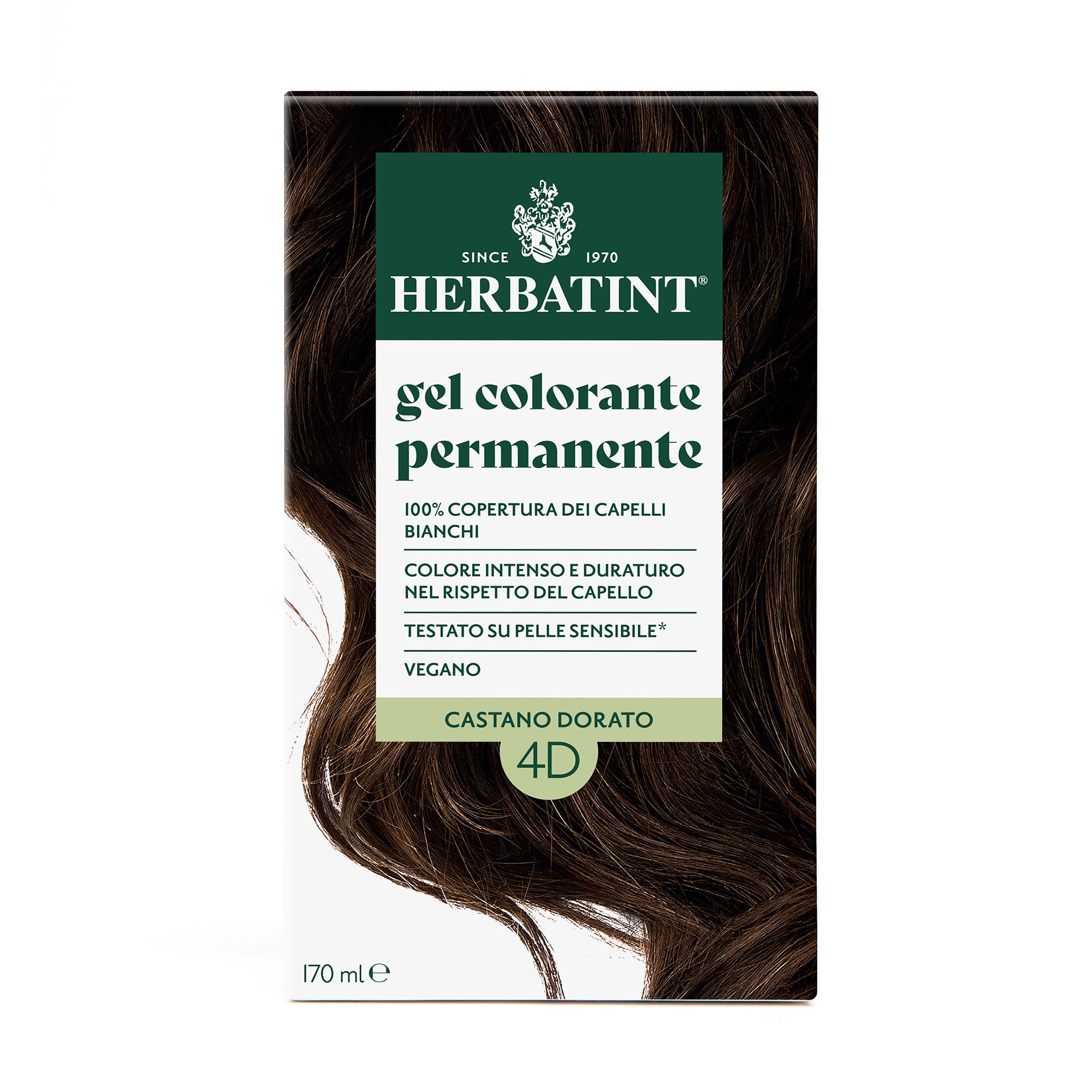 Confezione della colorazione per capelli senza ammoniaca permanente Herbatint 4D Castano Dorato