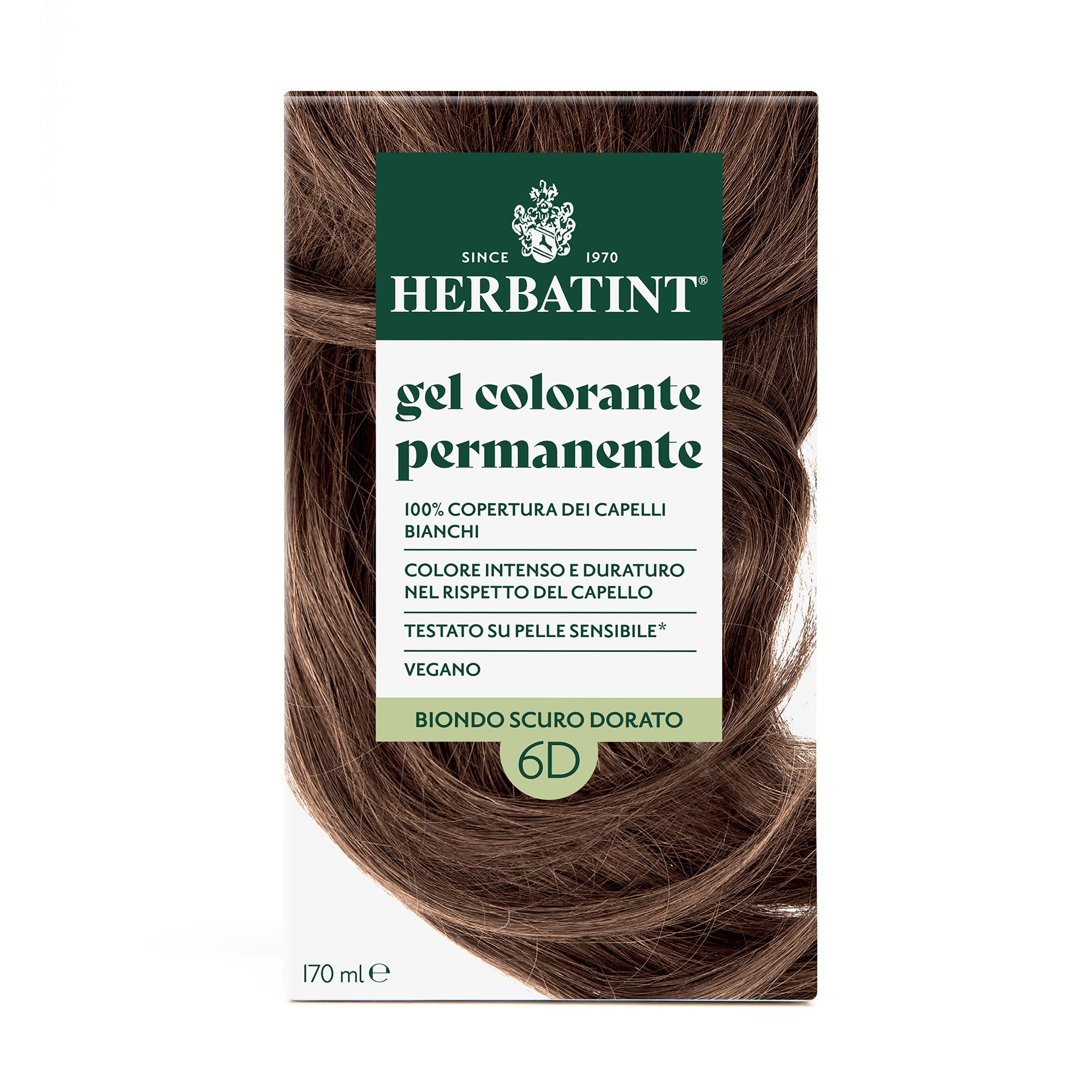 Confezione della colorazione per capelli senza ammoniaca permanente Herbatint 6D Biondo Scuro Dorato