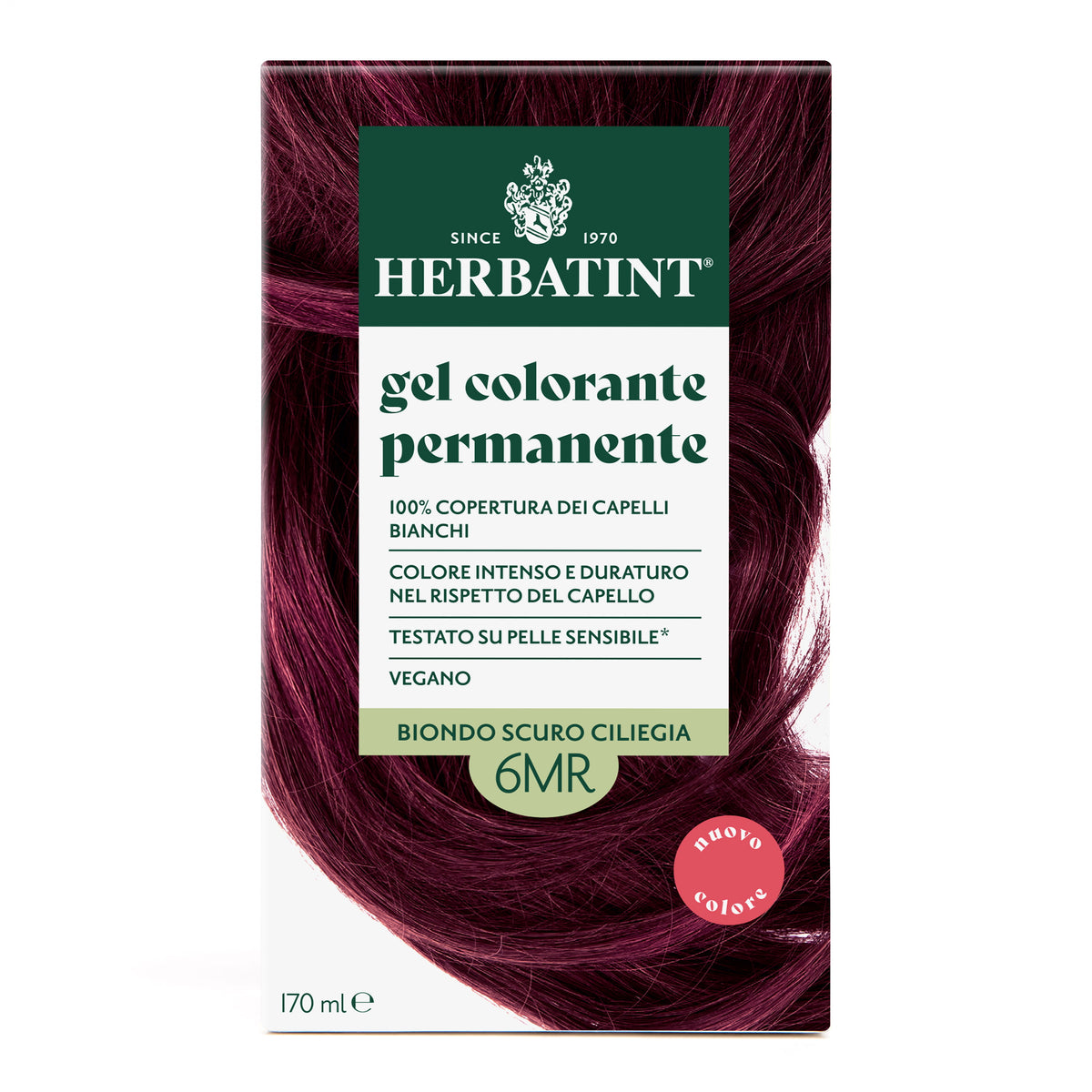 Confezione della colorazione per capelli senza ammoniaca permanente Herbatint 6MR Biondo Scuro Ciliegia