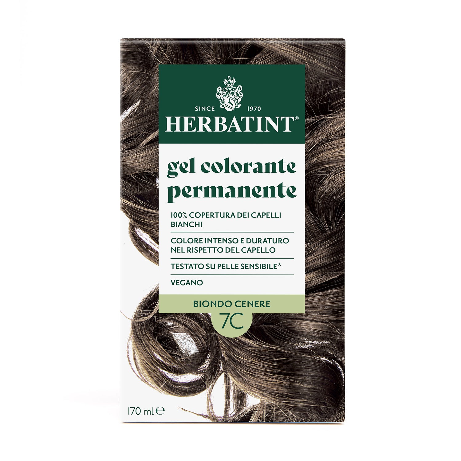 Confezione della colorazione per capelli senza ammoniaca permanente Herbatint 7C Biondo Cenere