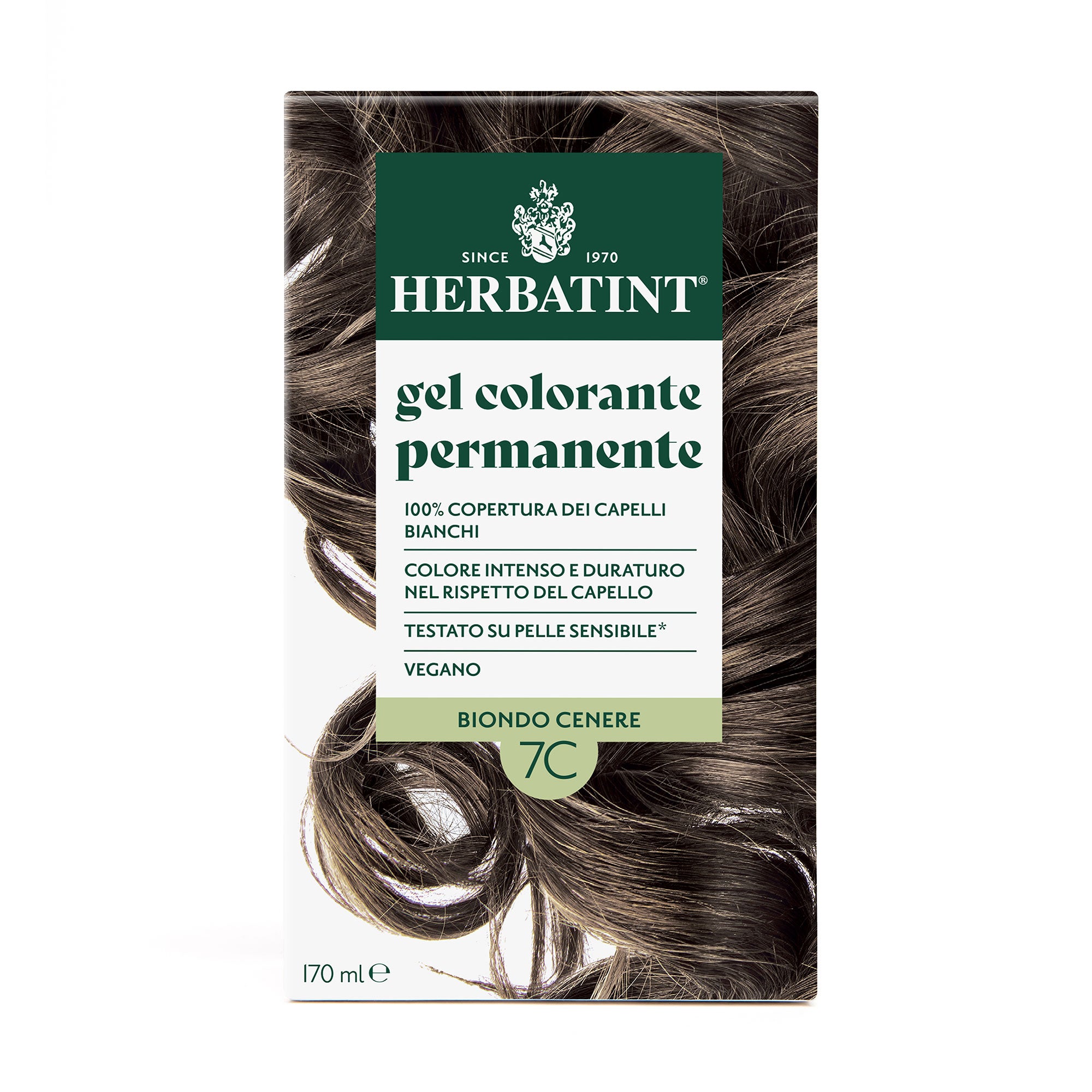 Confezione della colorazione per capelli senza ammoniaca permanente Herbatint 7C Biondo Cenere