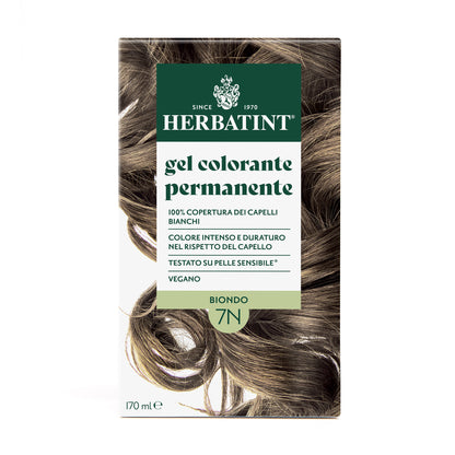 Confezione della colorazione per capelli senza ammoniaca permanente Herbatint 7N Biondo