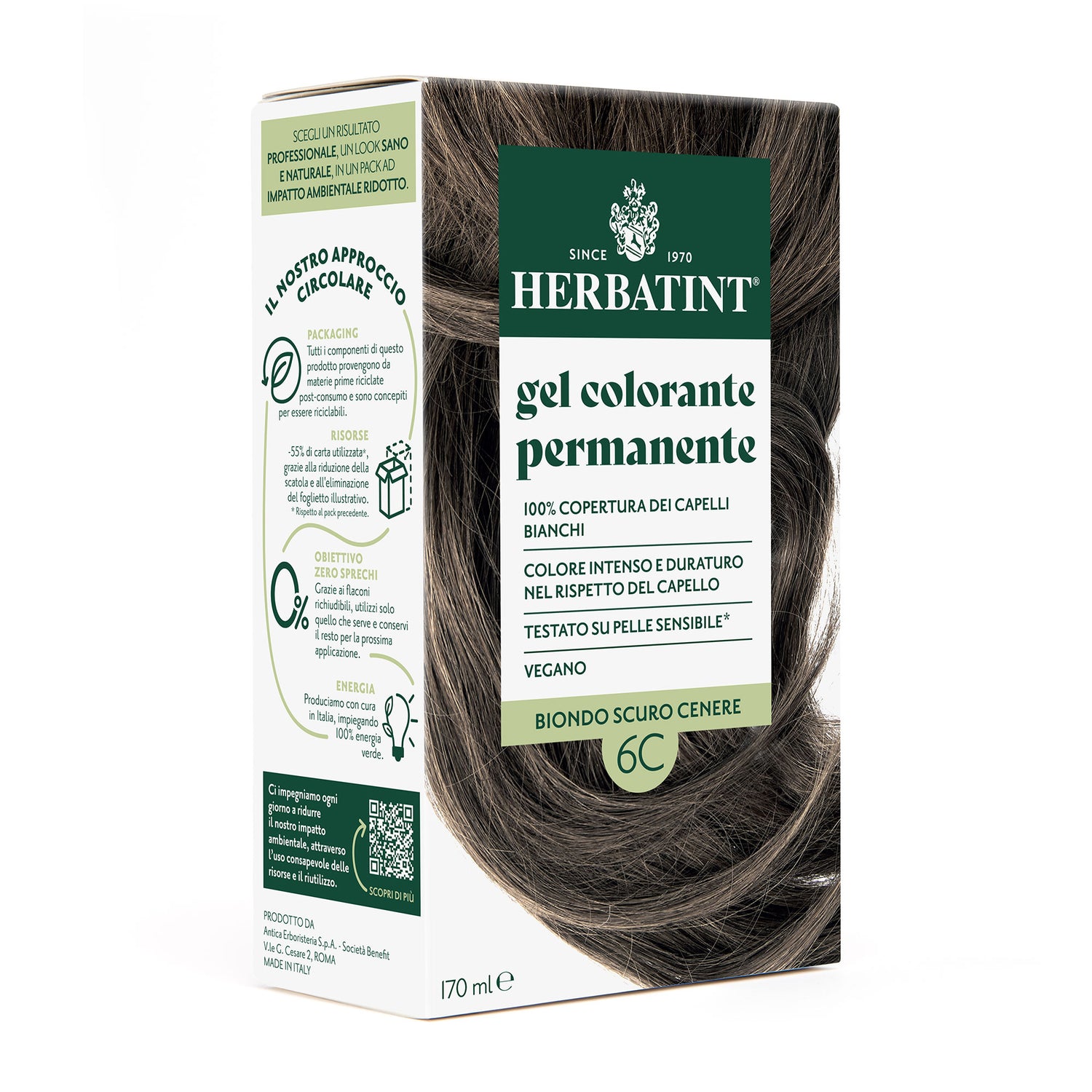 Permanent haircolour gel 5C Light Ash Brown | Ammonia-Free Ashy Hair Dye | Herbatint