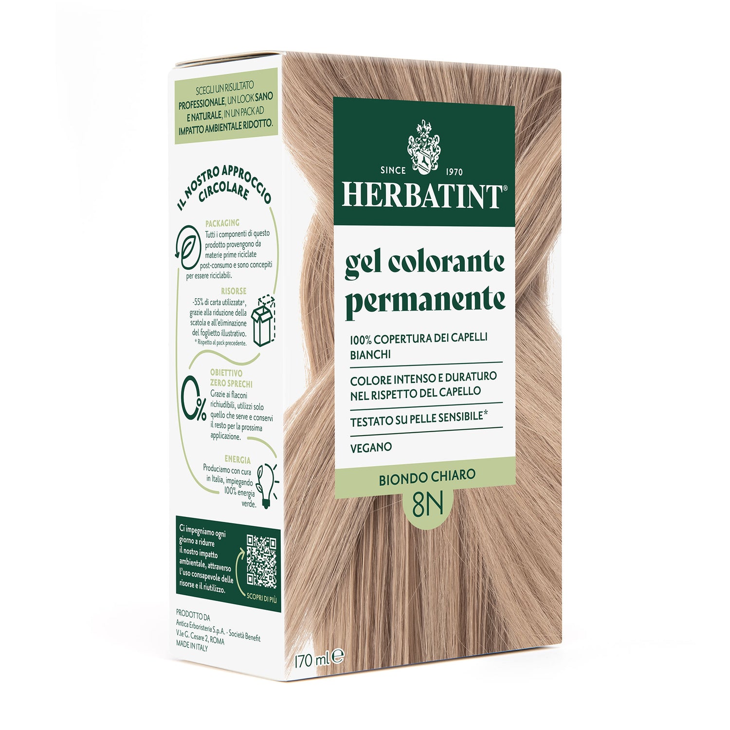 Gel Colorante Permanente 8N Biondo Chiaro, 170 ml