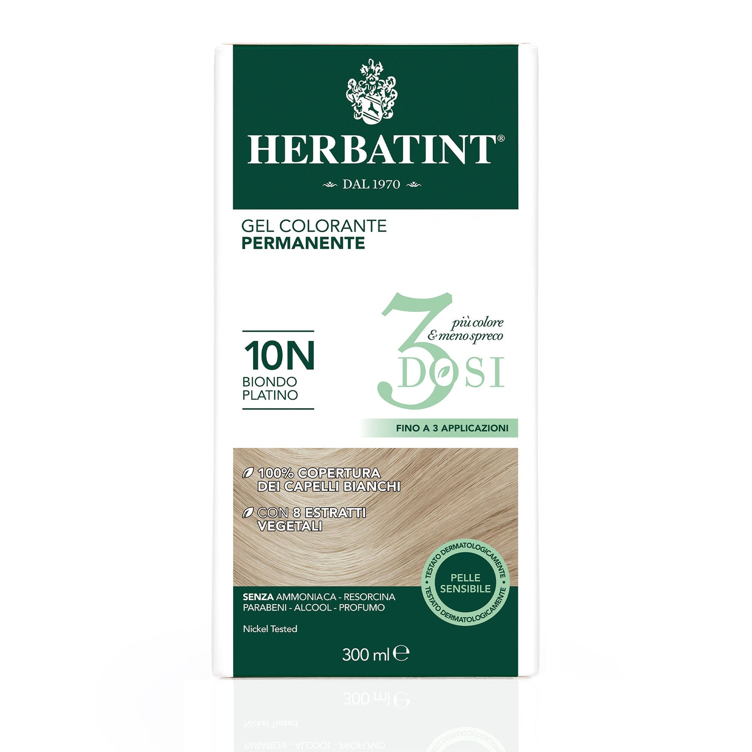 Permanent Haircolour Gel 3Dosi 10N Platinum Blonde, 300 ml