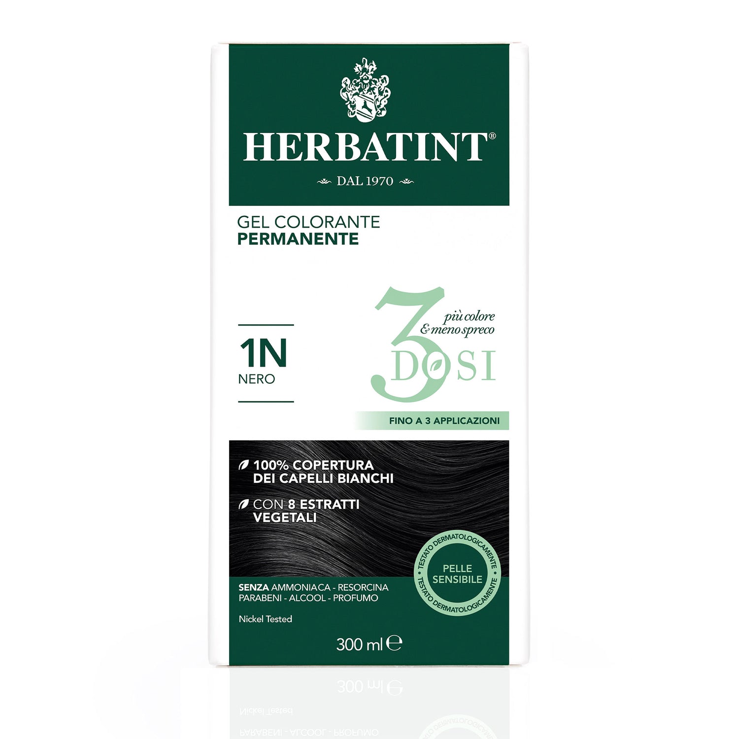 Permanent haircolour gel 3Dosi 2N Brown, 300 ml