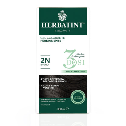 Permanente Haarkleuring 3Dosi 2N Bruin, 300 ml