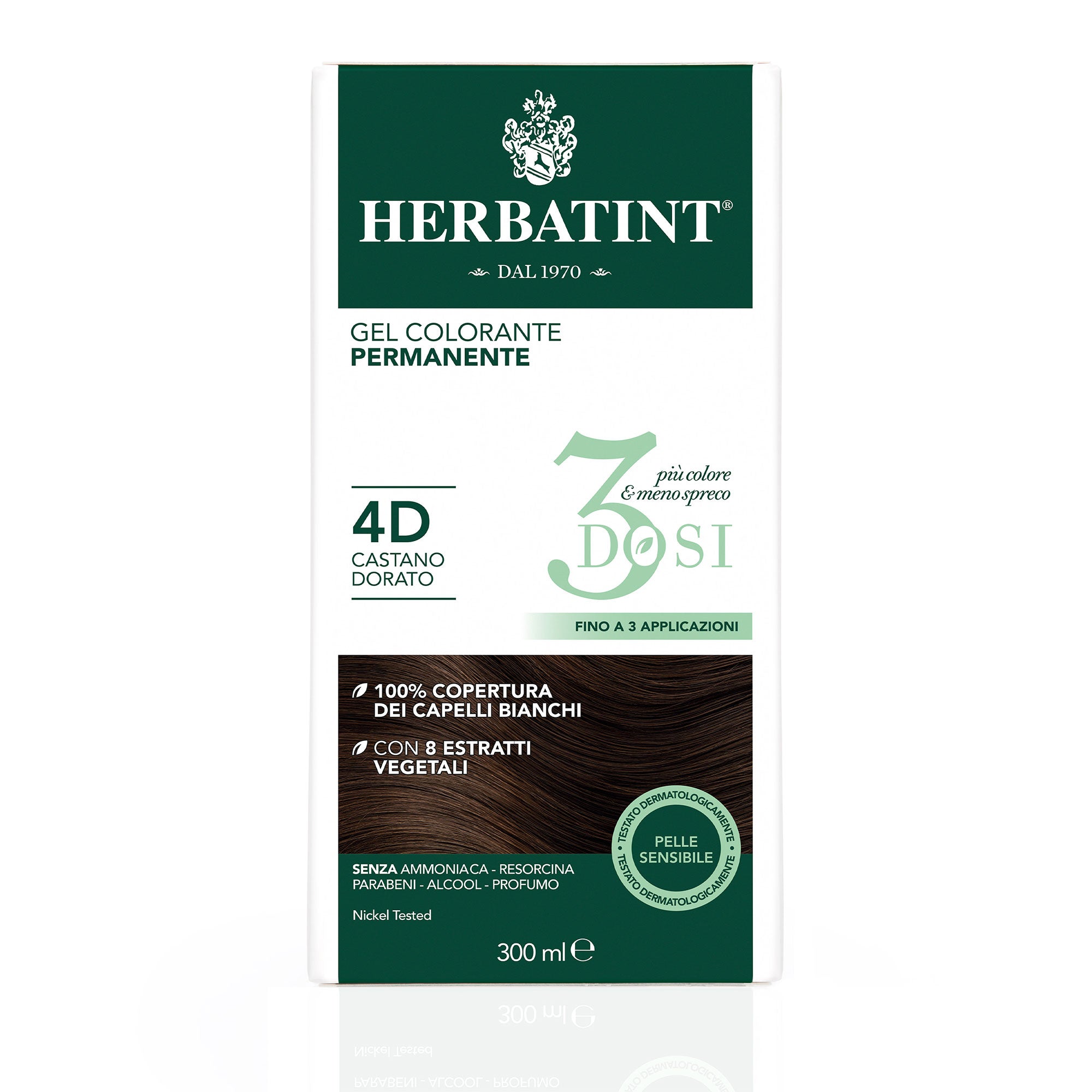 Gel Colorante Permanente 3Dosi 4D Castano Dorato, 300 ml