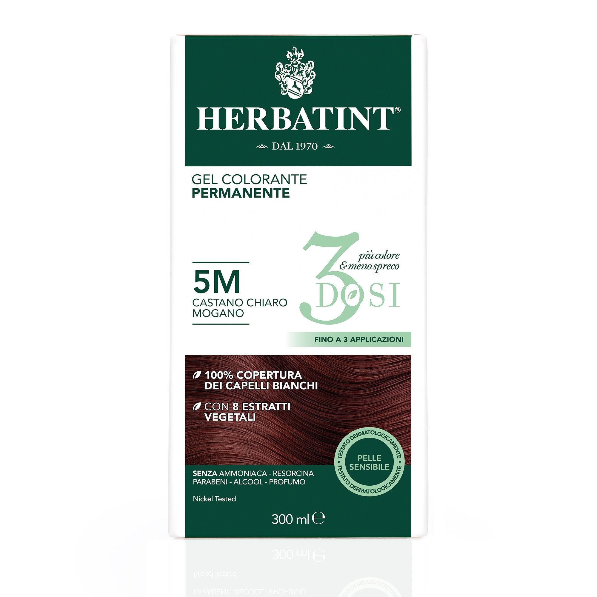 Gel Colorante Permanente 3Dosi 5M Castano Chiaro Mogano, 300 ml