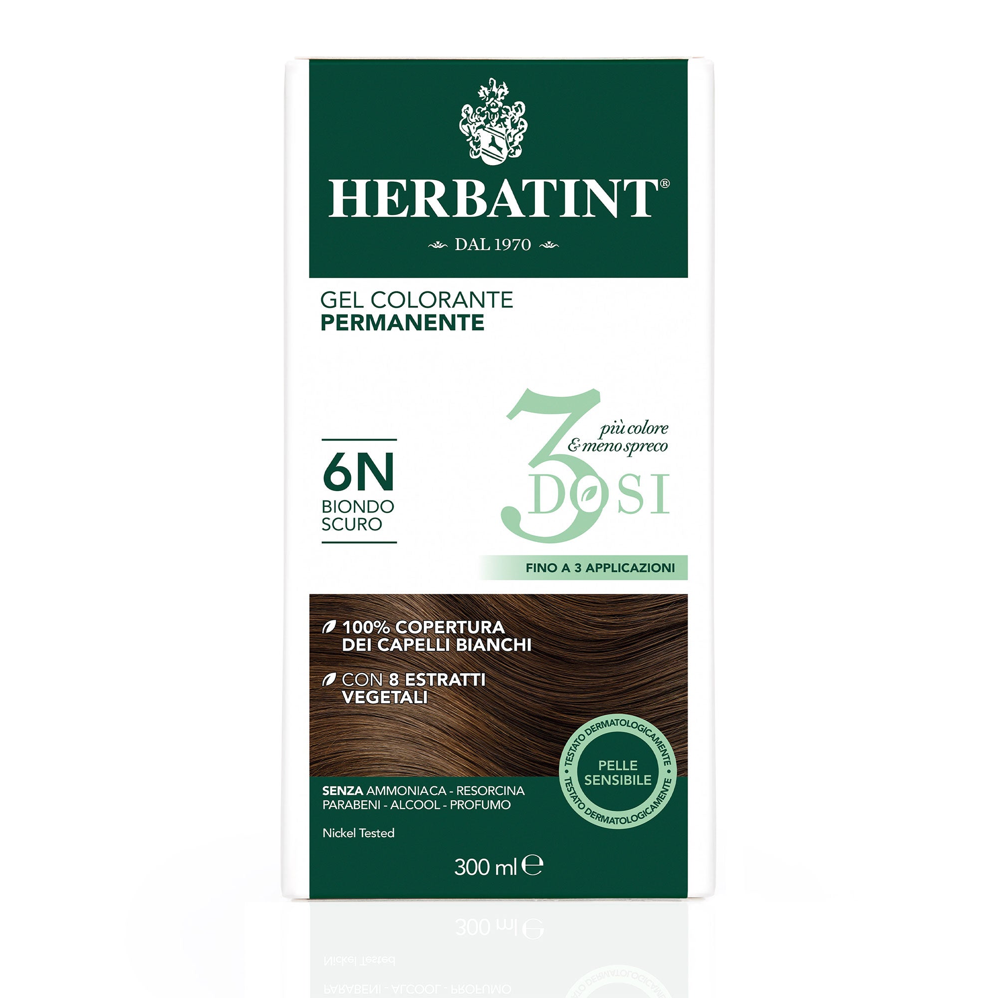 Permanente Haarkleuring 3Dosi 6N Donkerblond, 300 ml