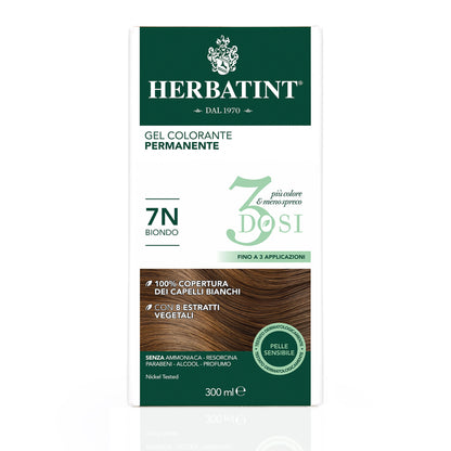 Permanente Haarkleuring 3Dosi 7N Blond, 300 ml