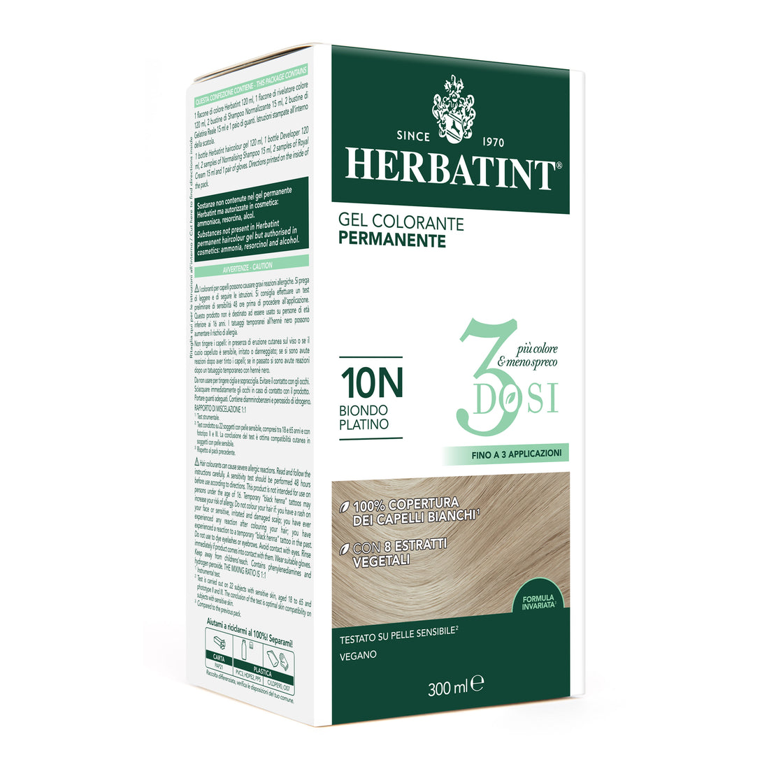 Herbatint 10N Biondo Platino Gel Colorante Permanente senza ammoniaca
