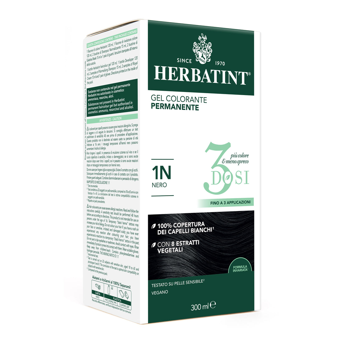 Herbatint 1N Nero Gel Colorante Permanente senza ammoniaca