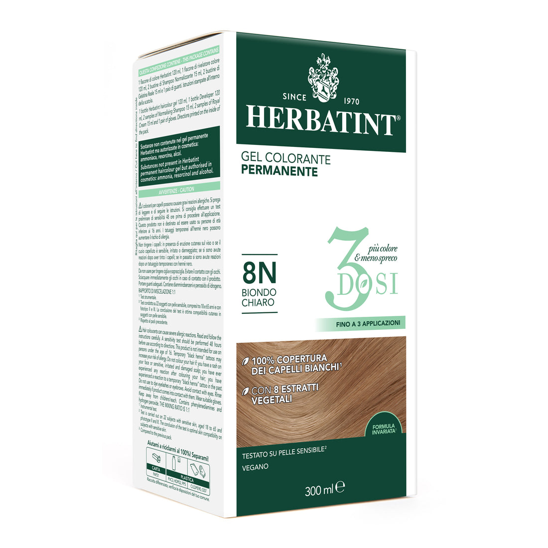 Herbatint 8N Biondo Chiaro Gel Colorante Permanente senza ammoniaca