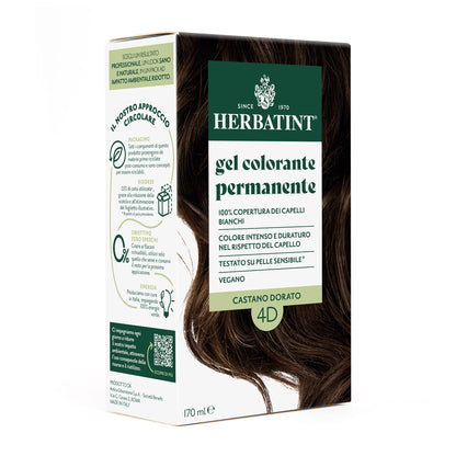 Gel colorante permanente senza ammoniaca Herbatint 4D Castano Dorato