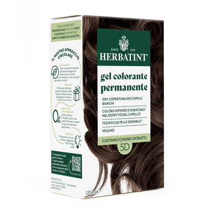 Gel colorante permanente senza ammoniaca Herbatint 5D Castano Chiaro Dorato