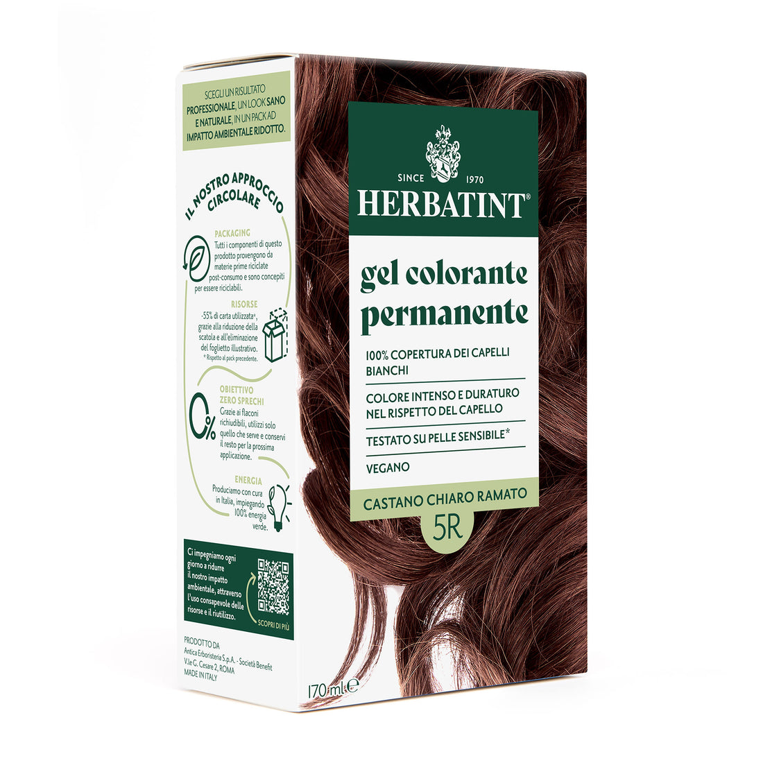 Gel colorante permanente senza ammoniaca Herbatint 5R Castano Chiaro Ramato