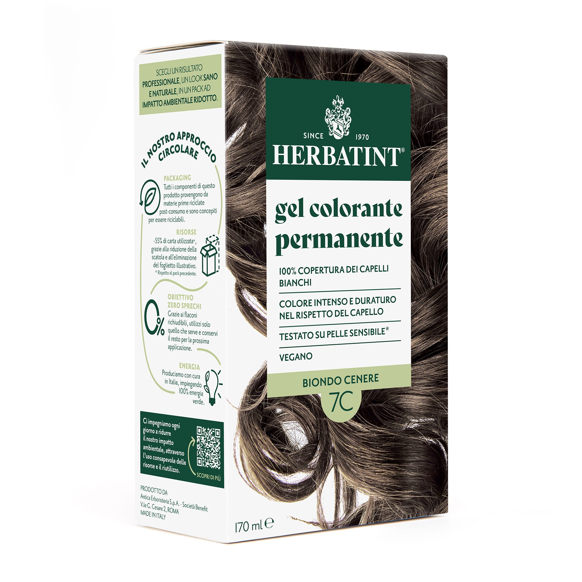 Gel Colorante Permanente 7C Biondo Cenere | Tintura per Capelli Senza ...