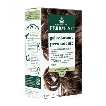 Gel colorante permanente senza ammoniaca Herbatint 7D Biondo Dorato