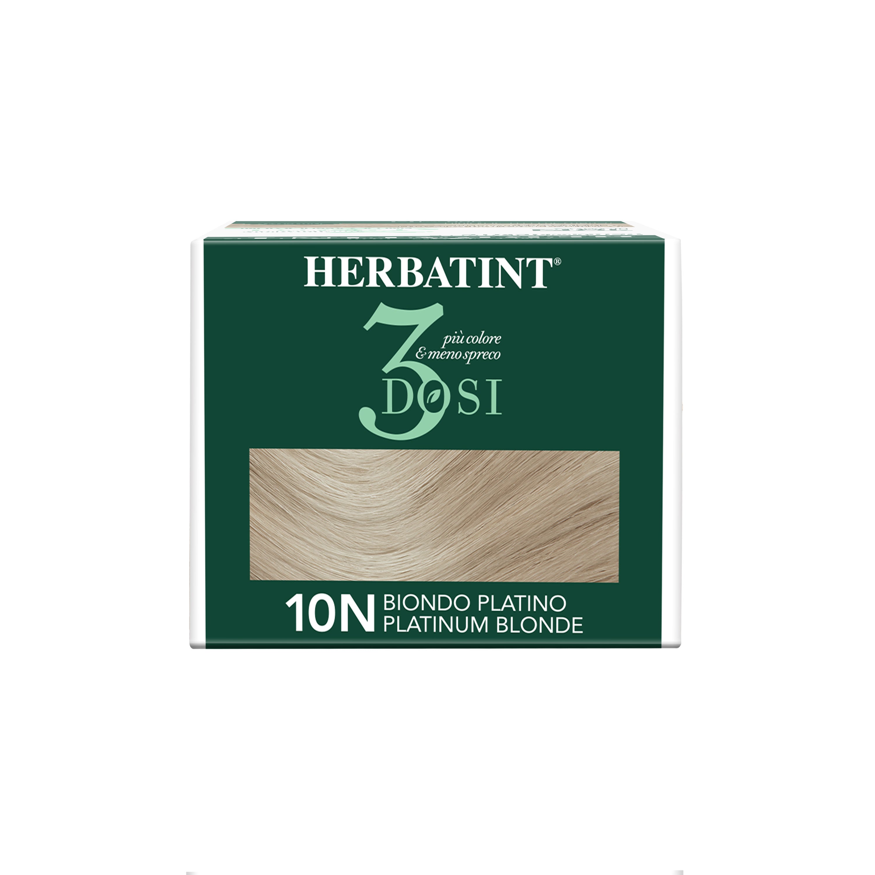 Vista della parte superiore del box della tinta per capelli 10N Biondo Platino 3Dosi 300 ml