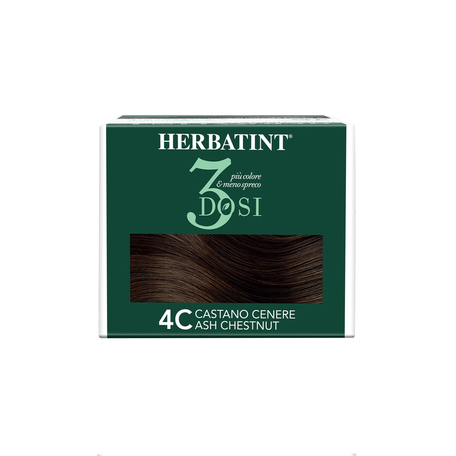 Vista della parte superiore del box della tinta per capelli 4C Castano Cenere 3Dosi 300 ml