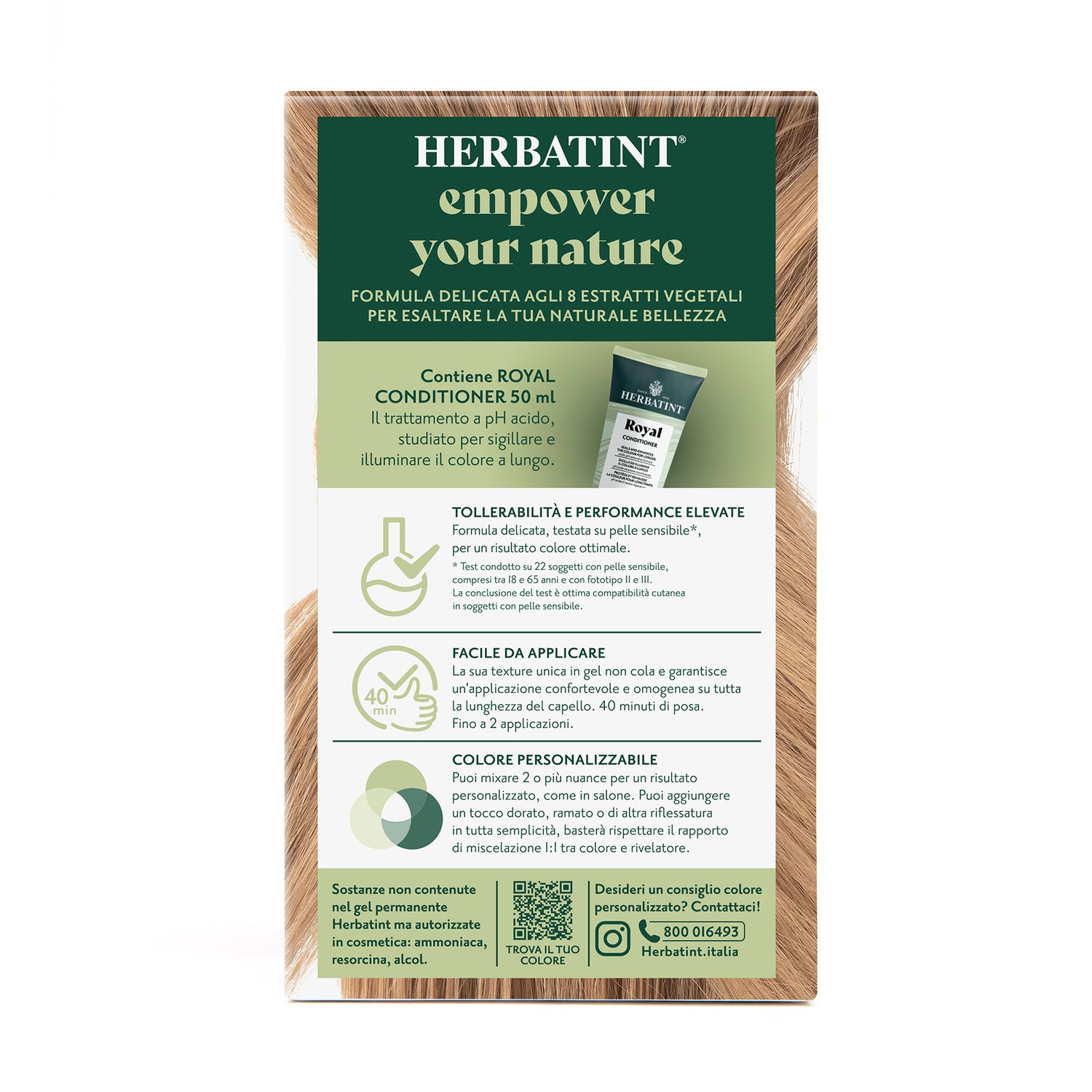 Dettaglio del packaging della tintura per capelli permanente 8D Biondo Chiaro Dorato