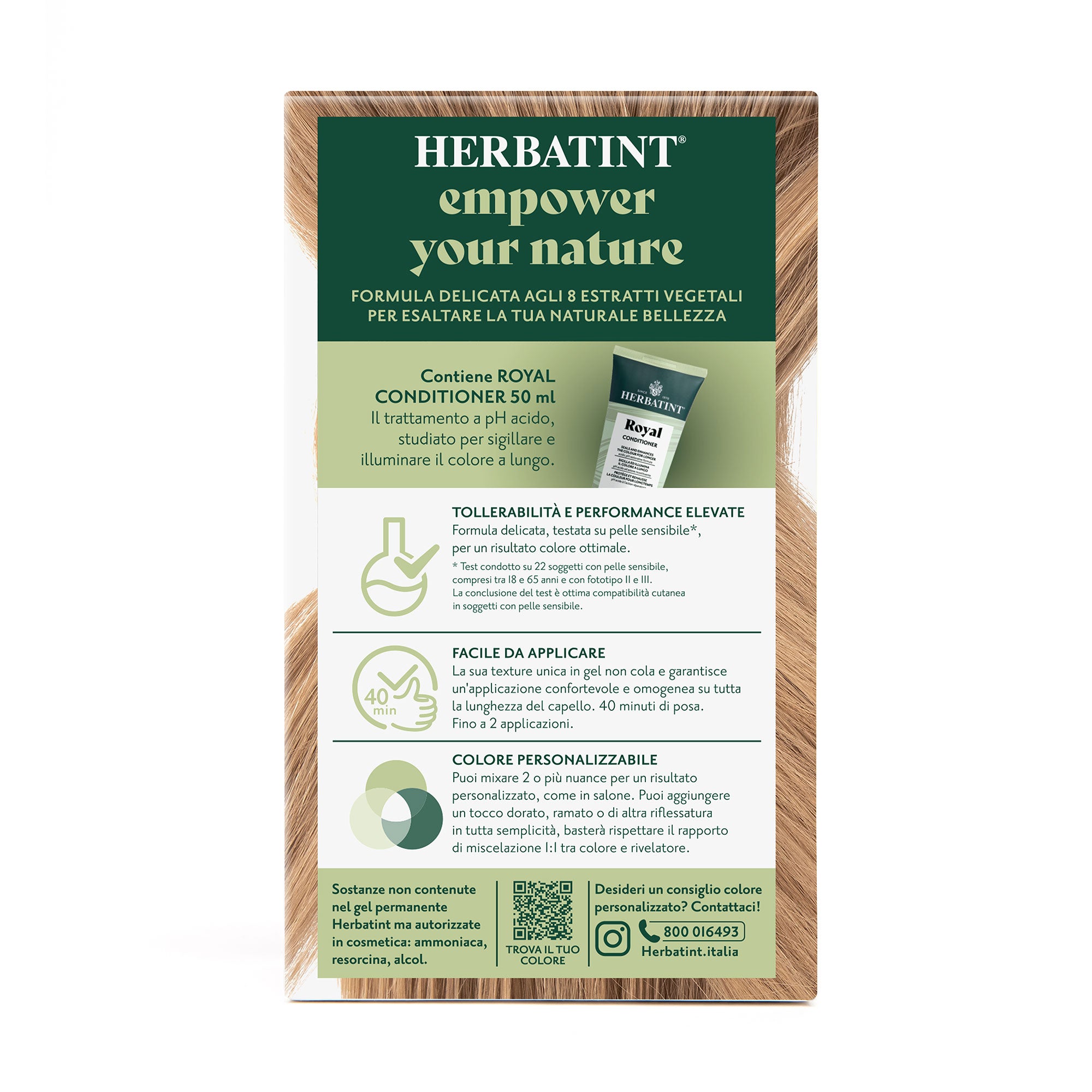 Dettaglio del packaging della tintura per capelli permanente 8D Biondo Chiaro Dorato