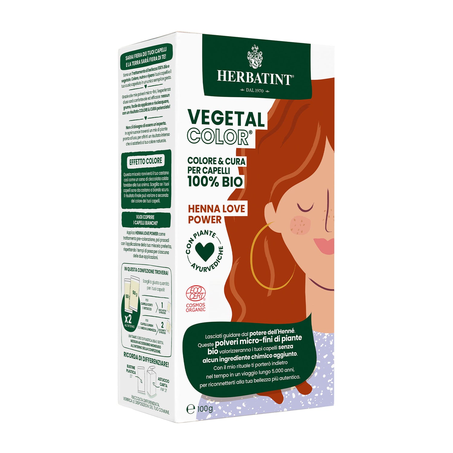 Vegetal Color Henna Love Power - Henné Puro, 100 gr