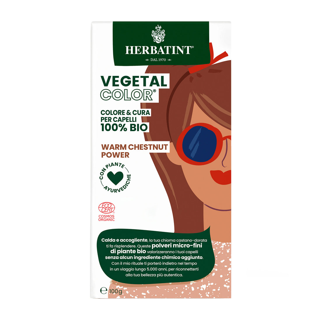 Vegetal Color Warm Chestnut Power - Castaño Cálido, 100 g