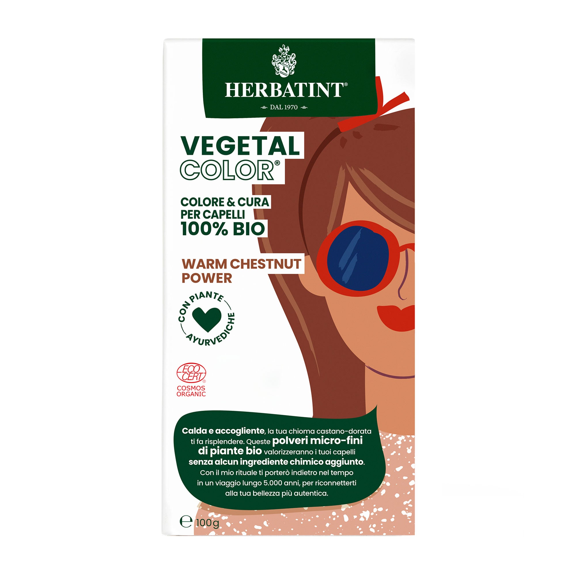 Vegetal Color Warm Chestnut Power - Castano Caldo, 100 gr