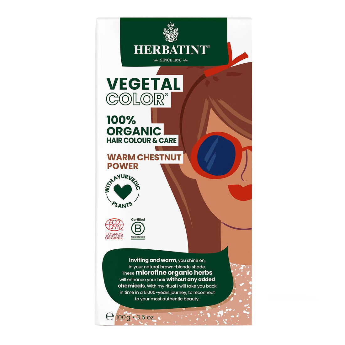 Herbatint Vegetal Color Warm Chestnut Power – box front