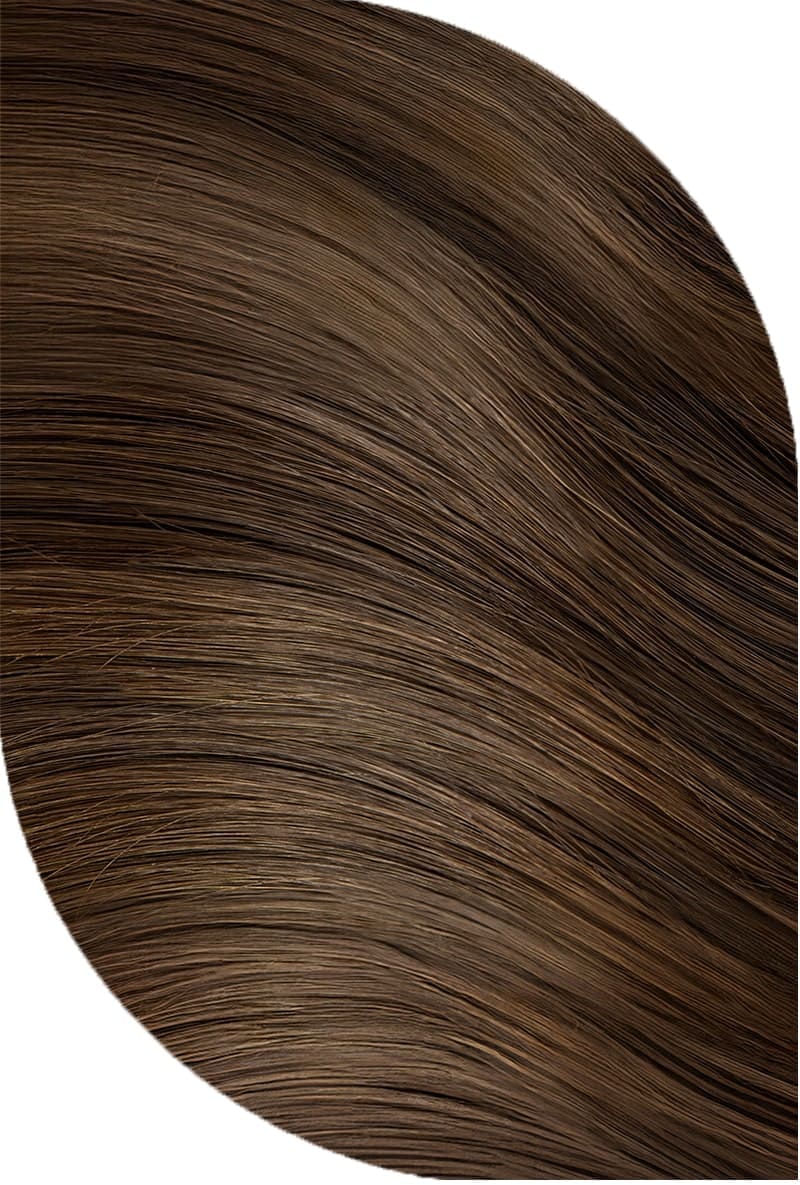 Braune Haarsträhne zur Darstellung des braunen Farbtons der temporären Haarmascara von Herbatint